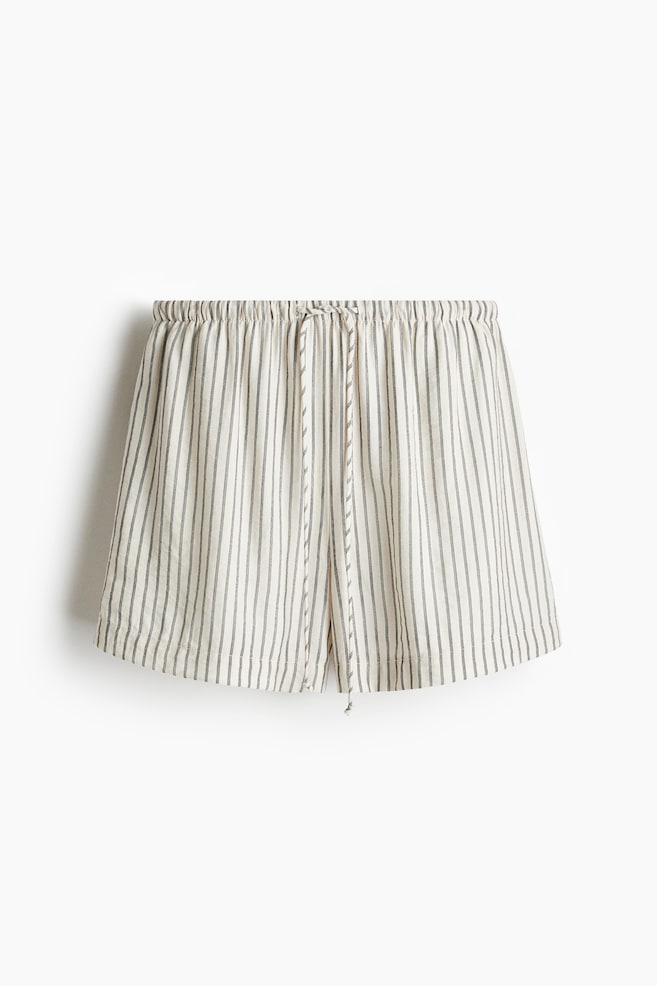 Pantalón corto con cordón de ajuste - Crema/Rayas - 1