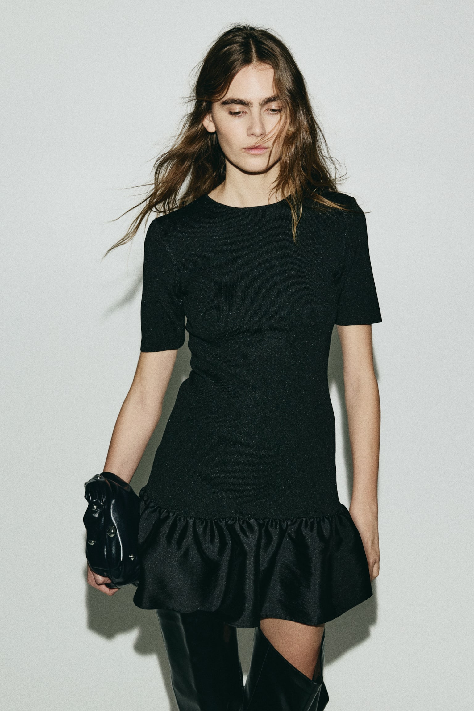 Knitted dress - Black/Red - 1