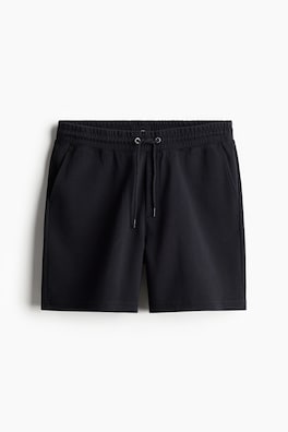 ルーズフィット プリントスウェットショートパンツ - ブラック  