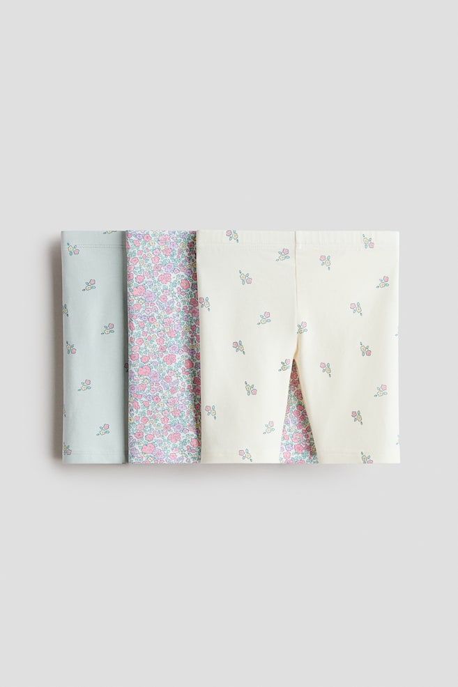 3-pack cotton cycling shorts - Cream/Floral/Beige/Leopard print/Light blue/Floral/Light pink/Watermelon - 1
