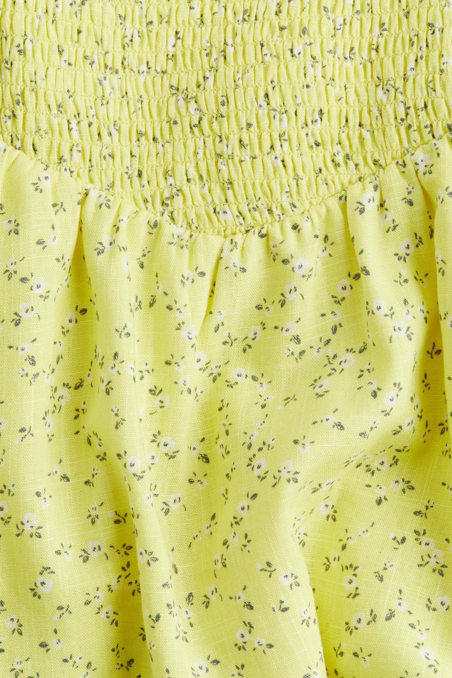 Tiered Skirt Smocked Dress - Yellow/Floral/Light beige/Black/White/Cream/Floral - 5