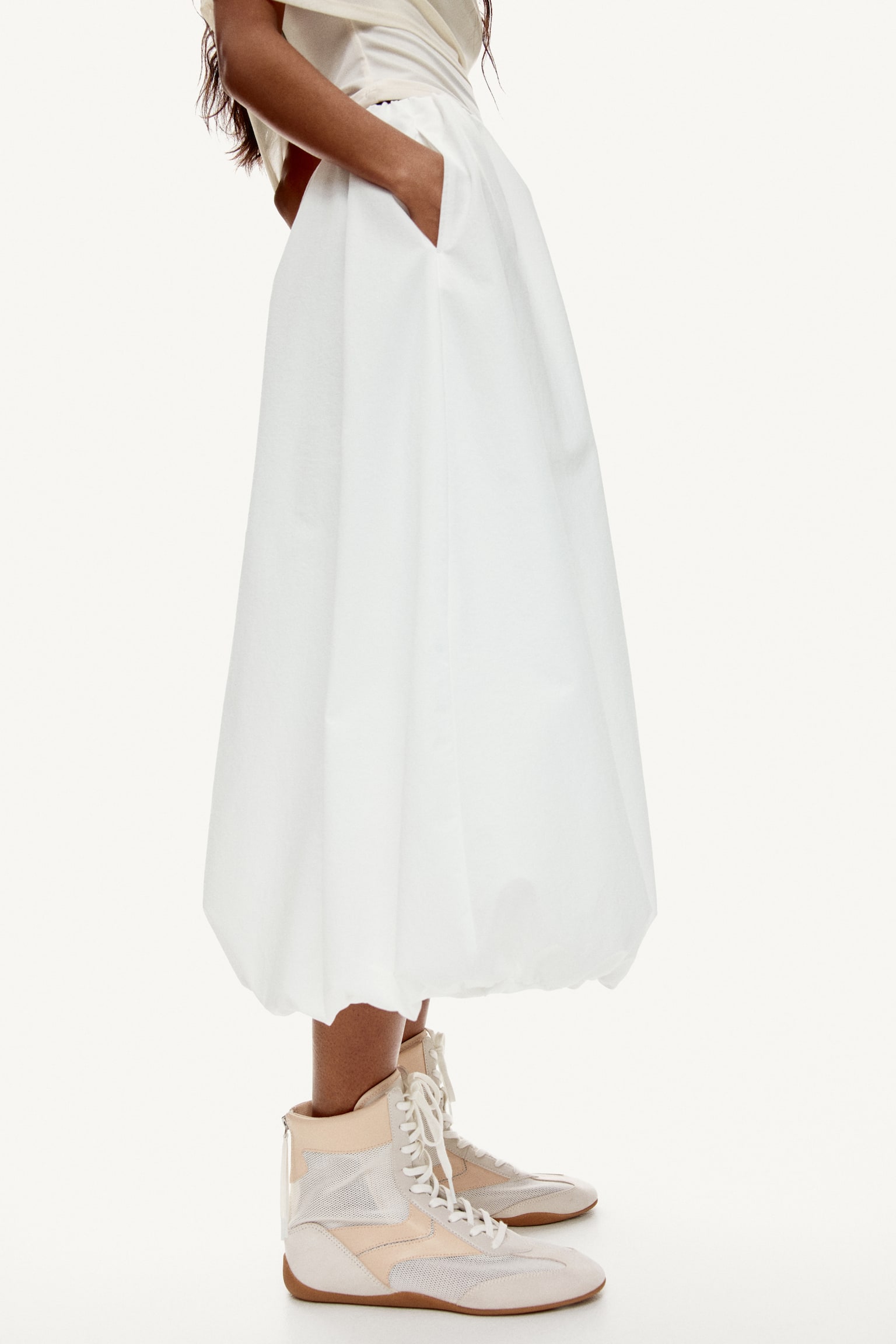 Hi-top mesh trainers - Cream/Light beige - 5