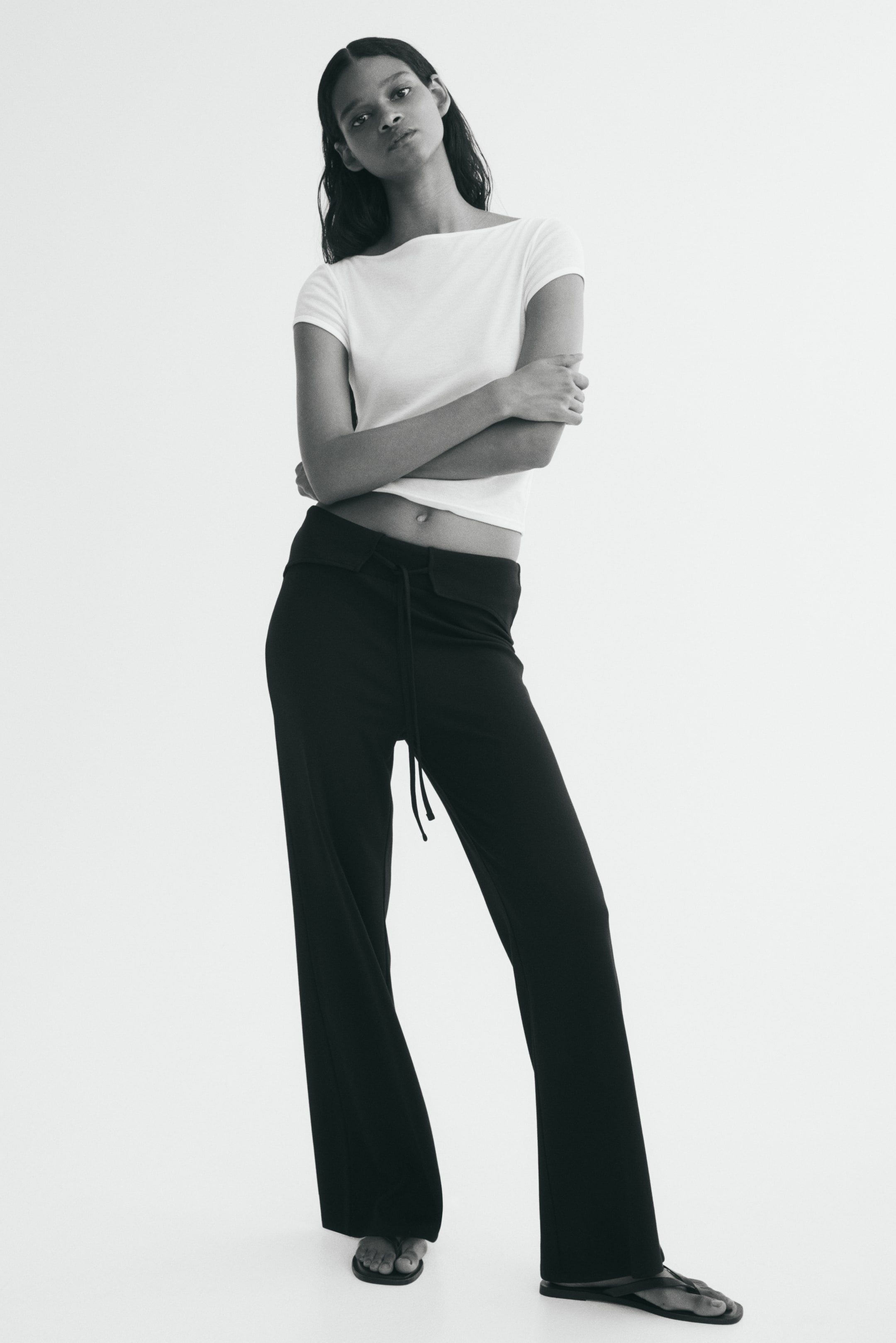 View larger image: Flared tie-detail trousers - Black - Ladies | H&M IN 1