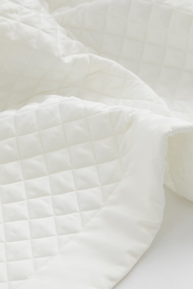 Quiltet sengetæppe - Hvid/Gråbeige - 2