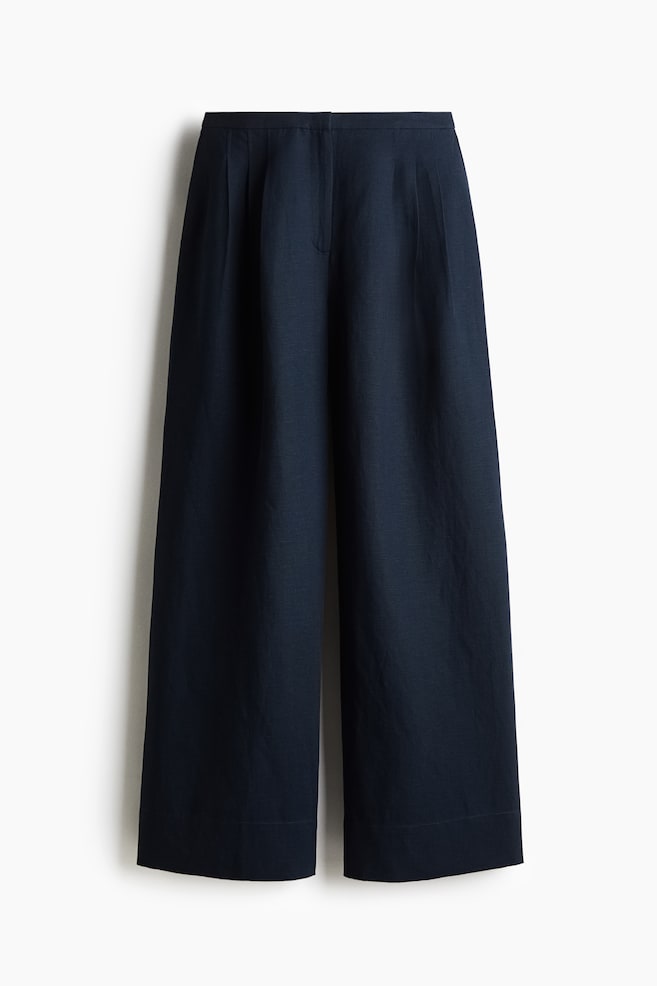 Weite Hose aus Leinenmix - Marineblau/Hellbeige/Weiß/Rot - 1