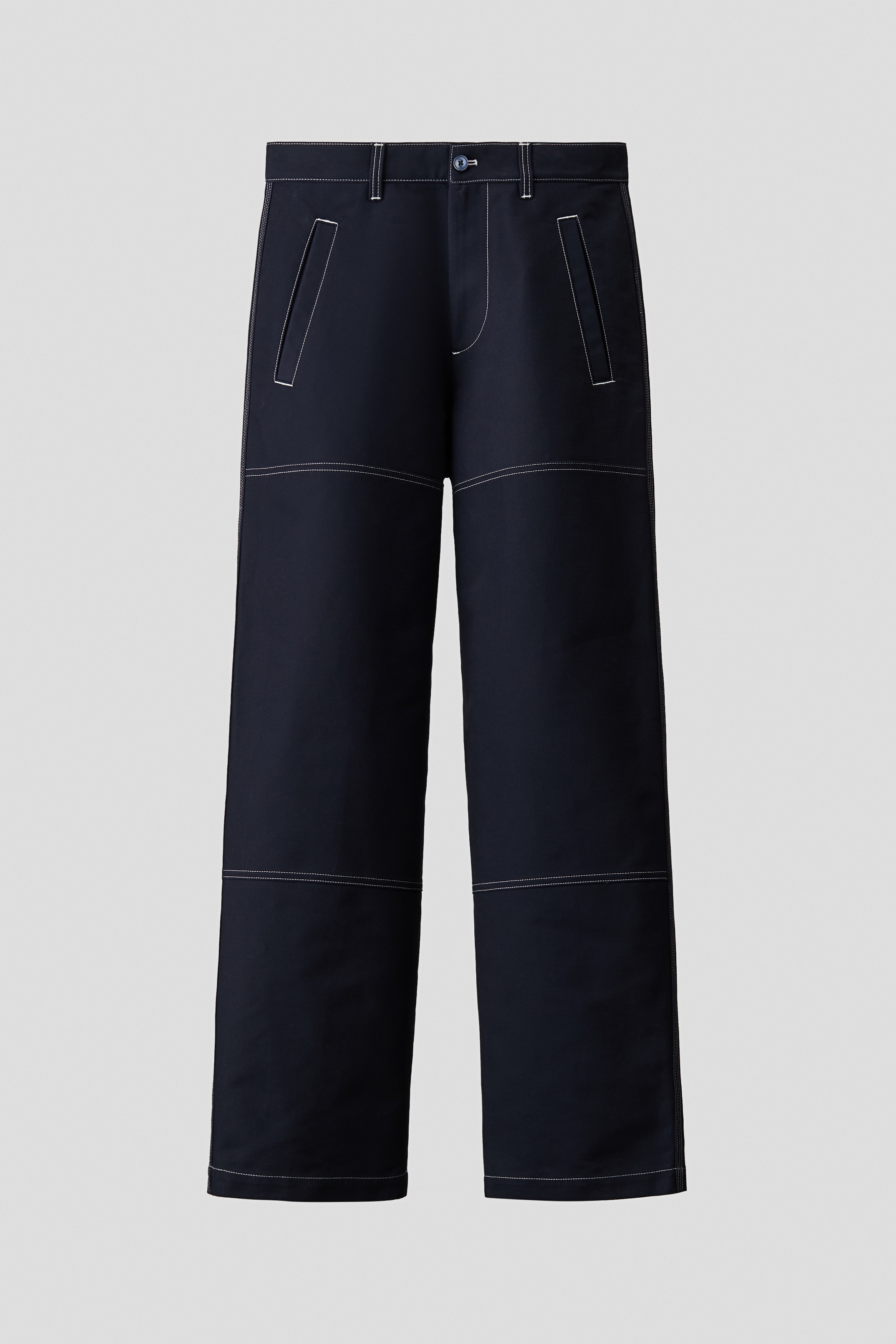 Pantaloni de bumbac Loose Fit - Albastru-denim închis
