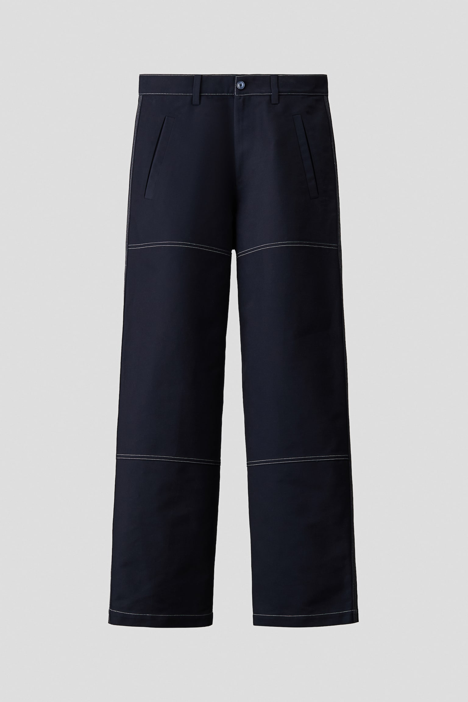 Мужские брюки H&M Loose-Fit Cotton, цвет: Тёмный джинсовый синий — фото 1