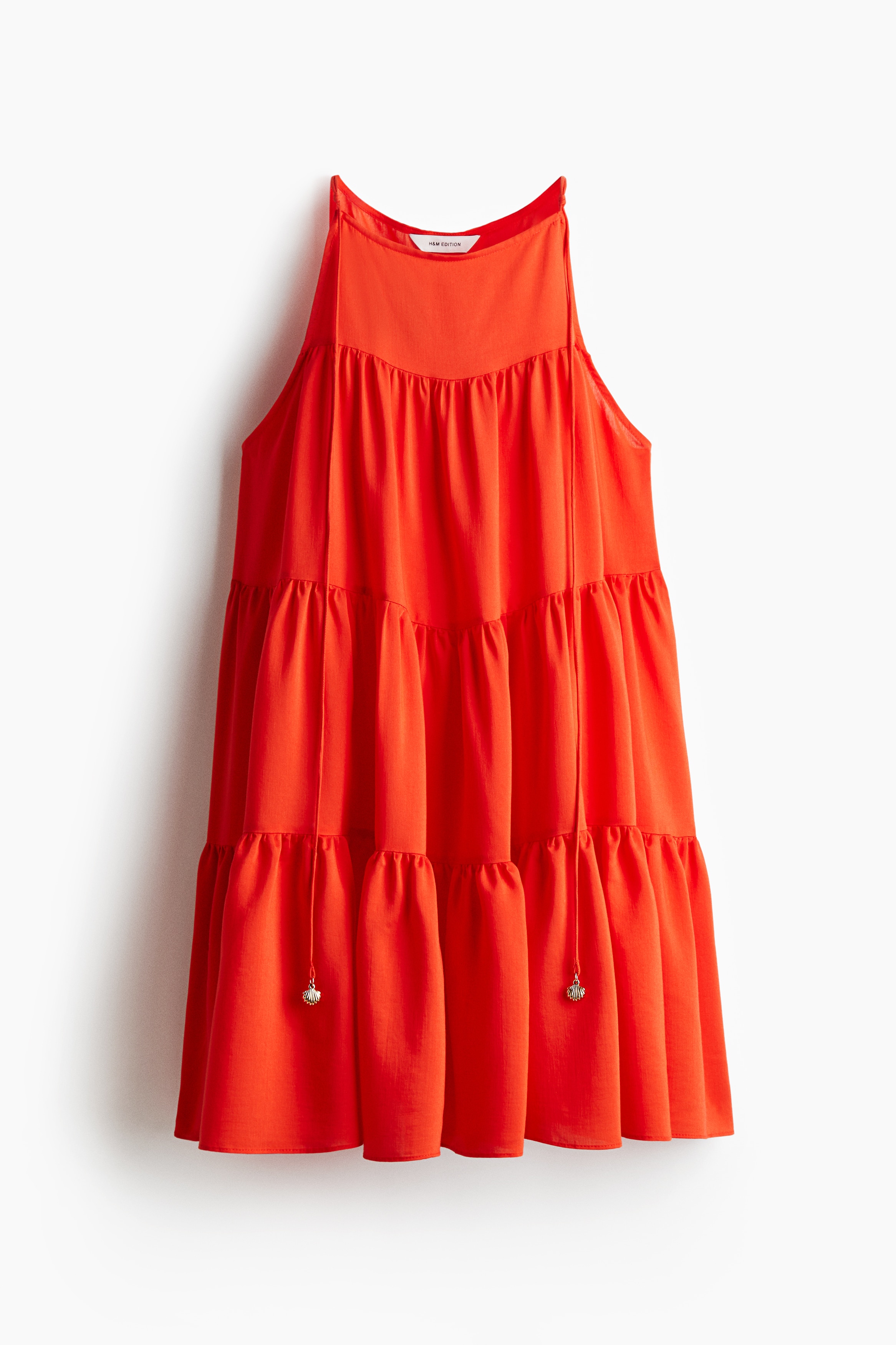 Tiered A-Line Dress - Bright red