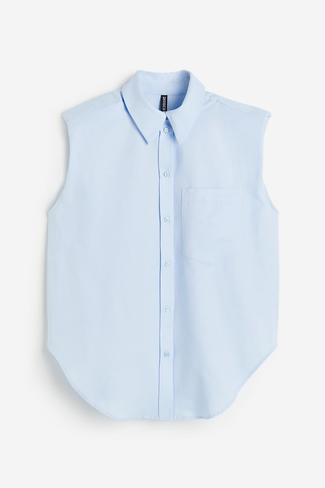 Skjorte uden ærmer med skulderpuder - Lyseblå/Hvid - 1