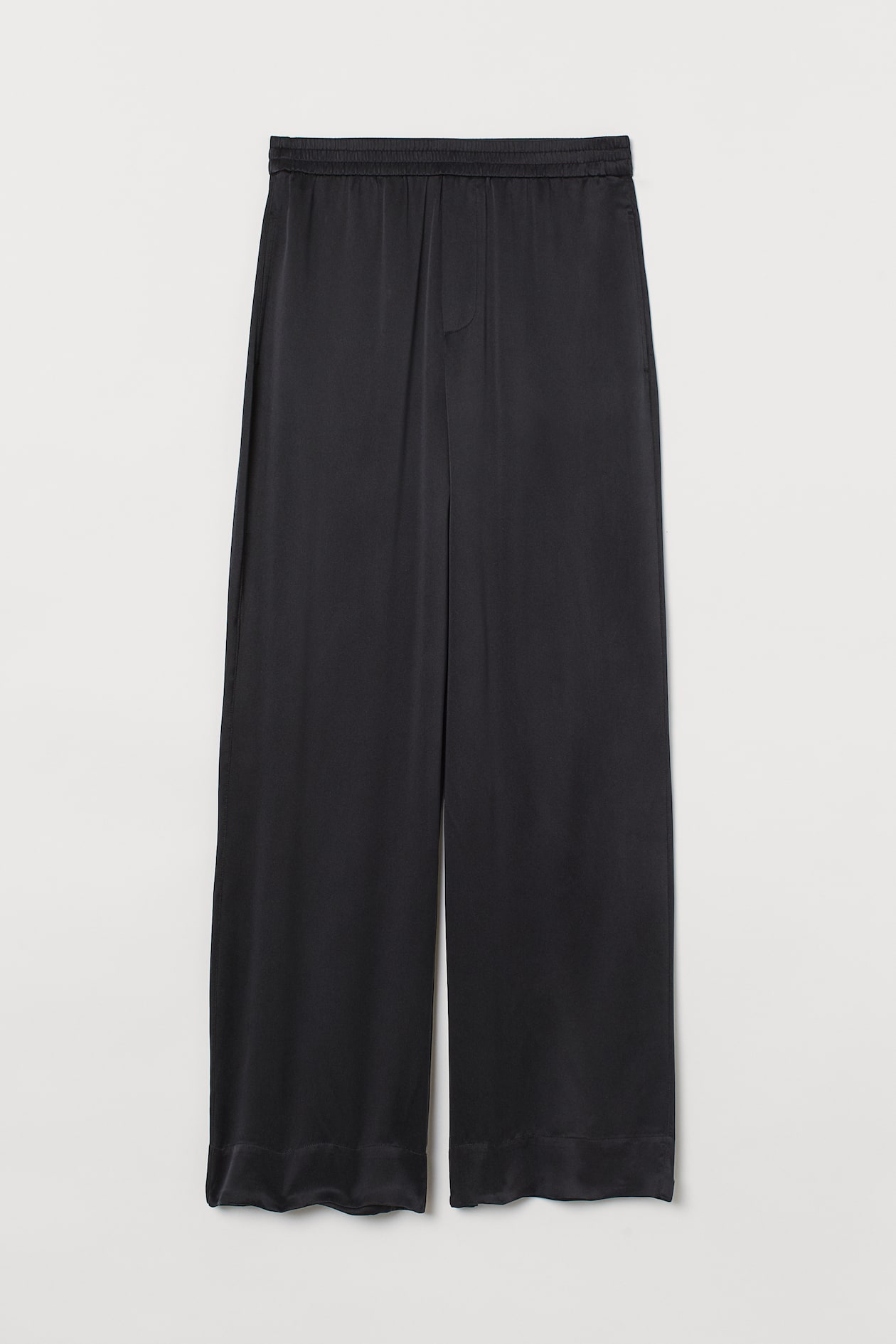 Wide-leg Silk Pants - High waist - Long - Black - Ladies | H&M US