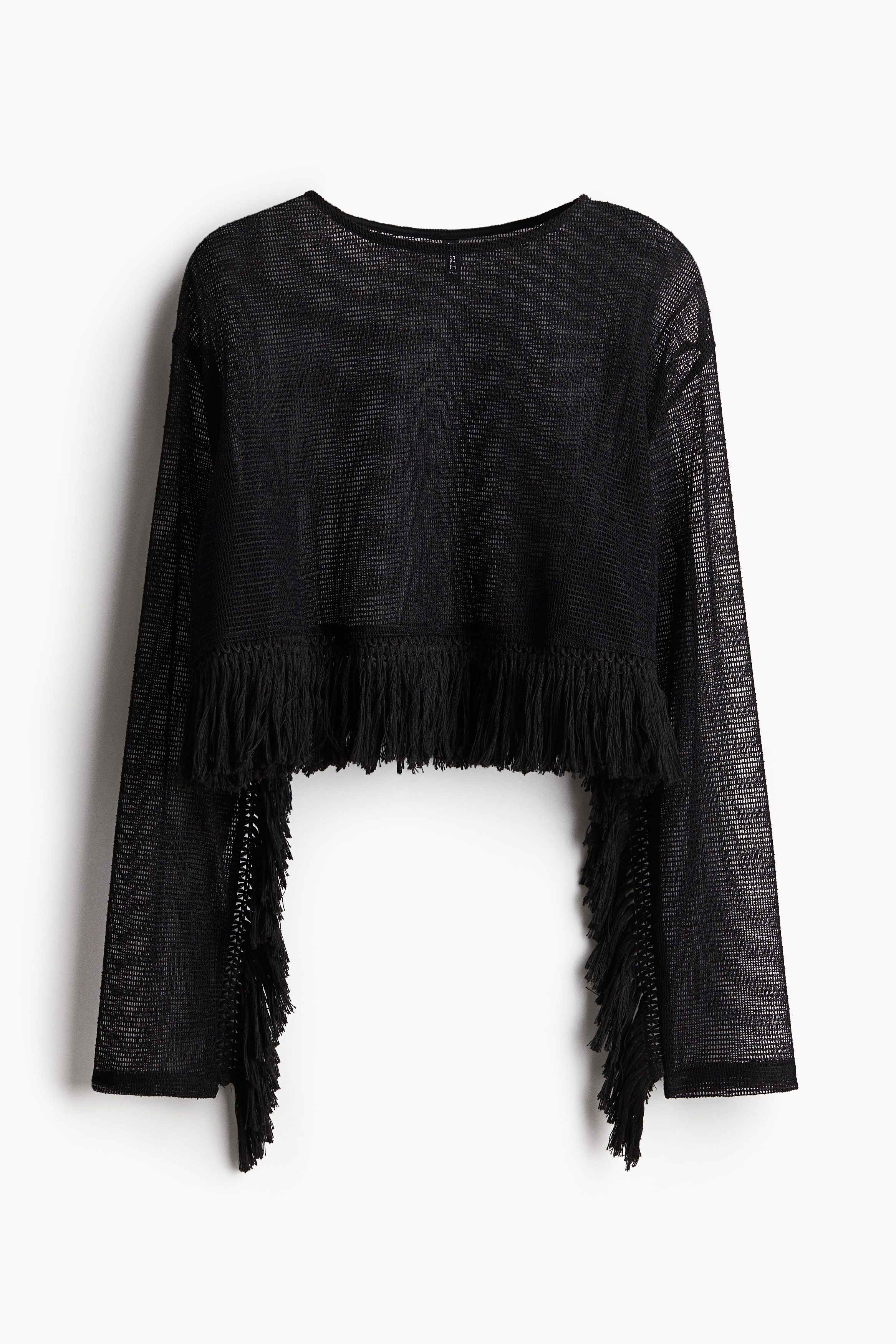 Fringe-Trimmed Top - Black - Ladies | H&M US