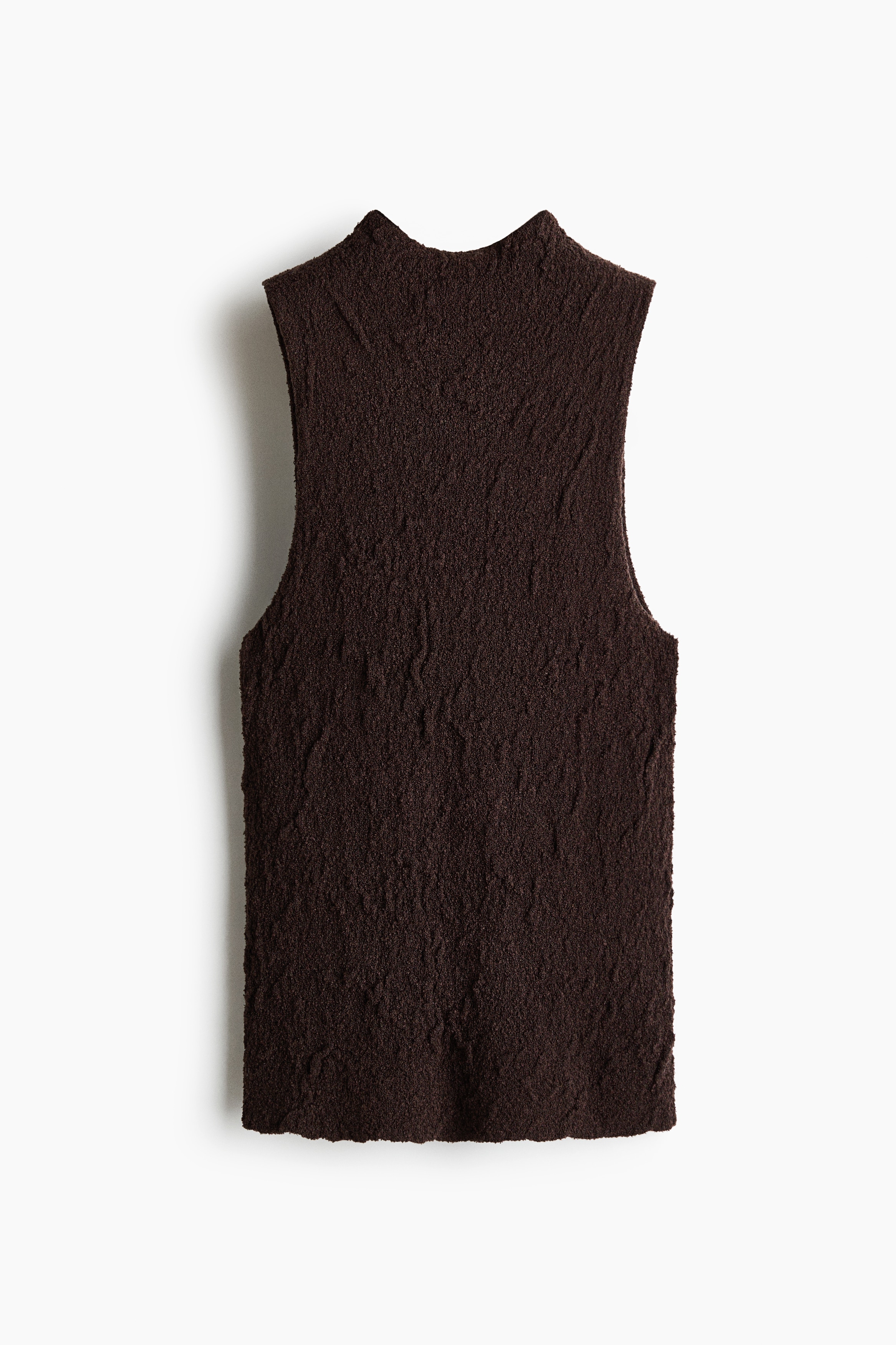 Camisola sem mangas com meia gola - Castanho escuro/Creme