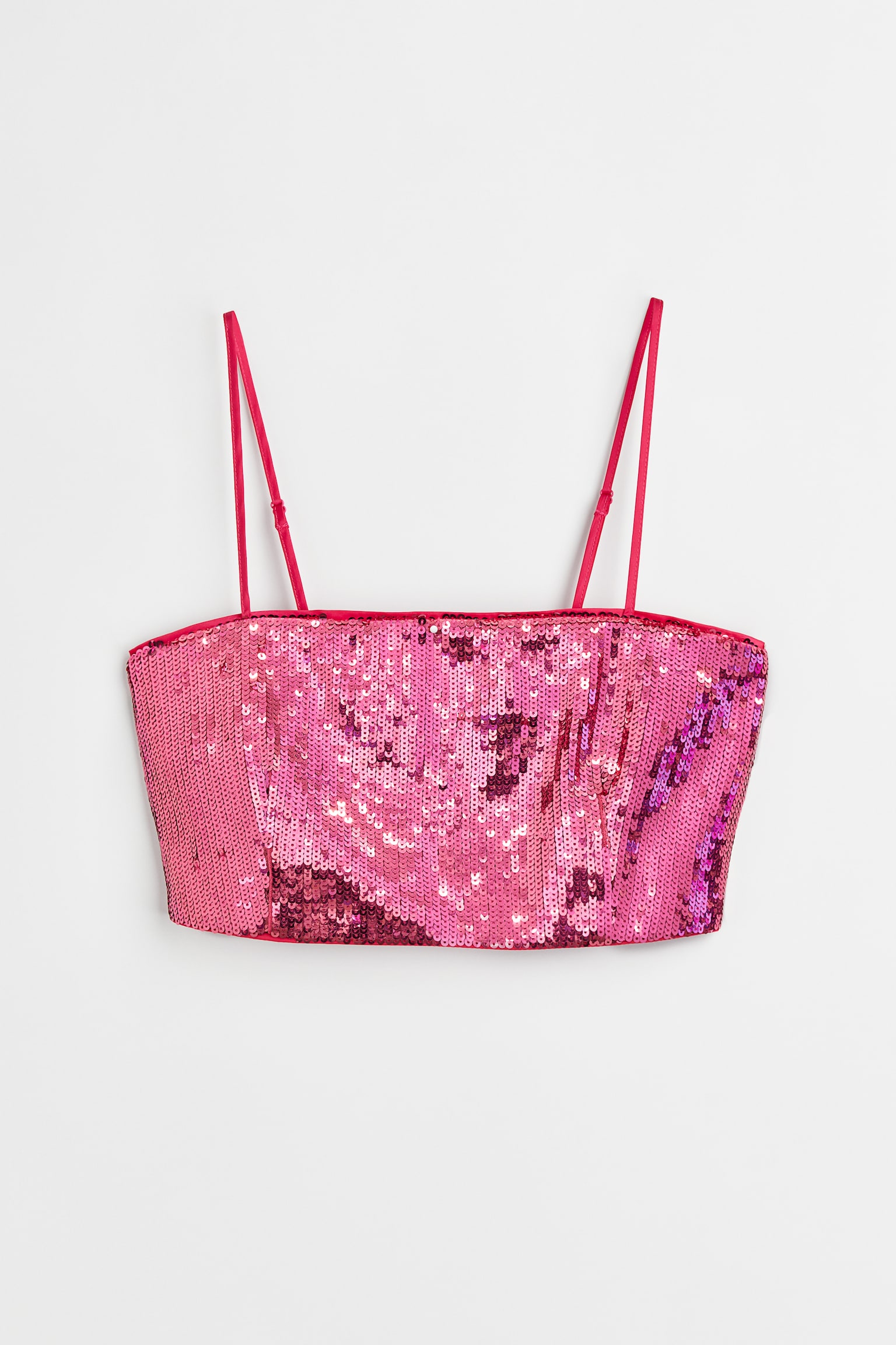 Crop top met pailletten - Cerise/pailletten