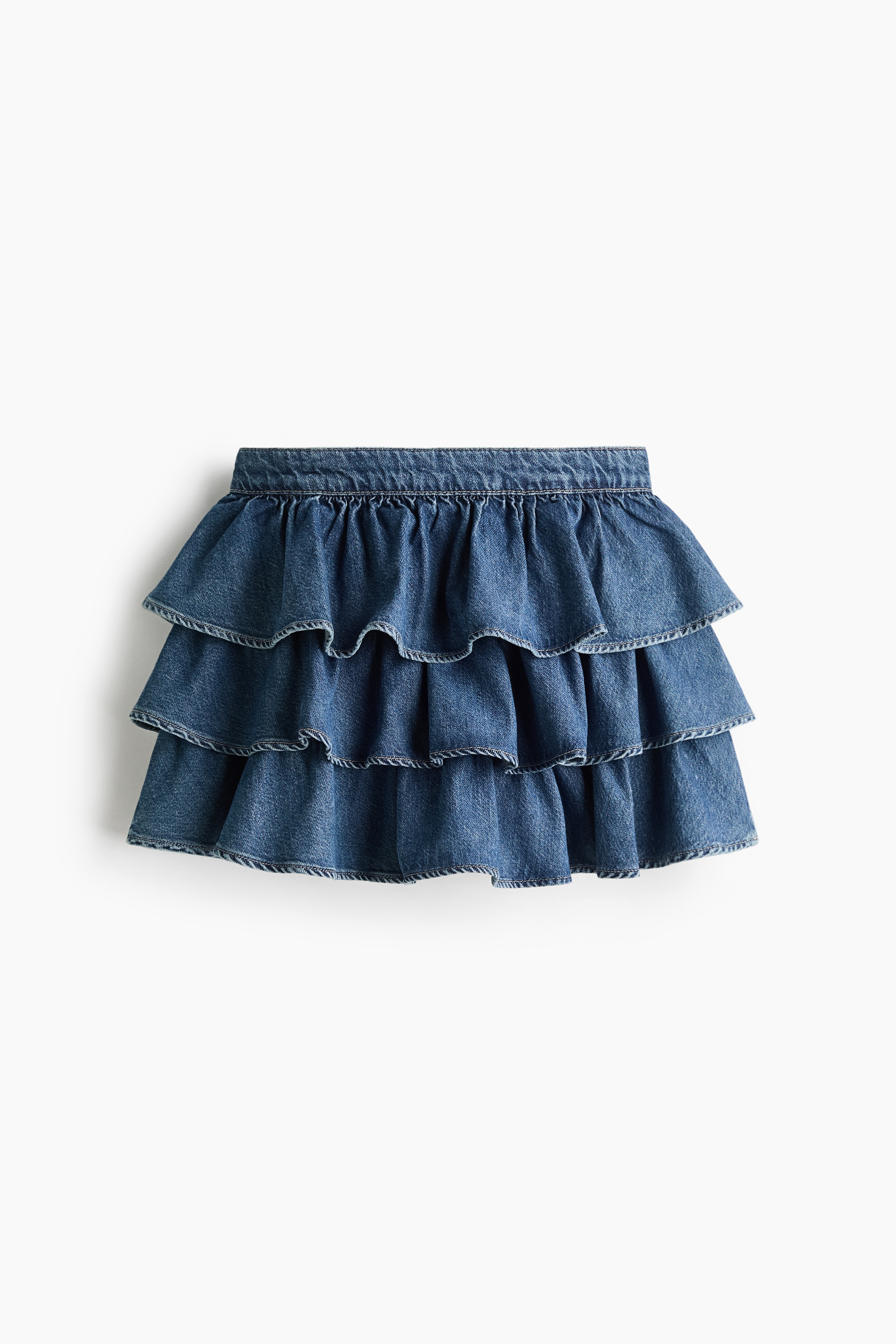 Falda denim de volantes - Azul denim
