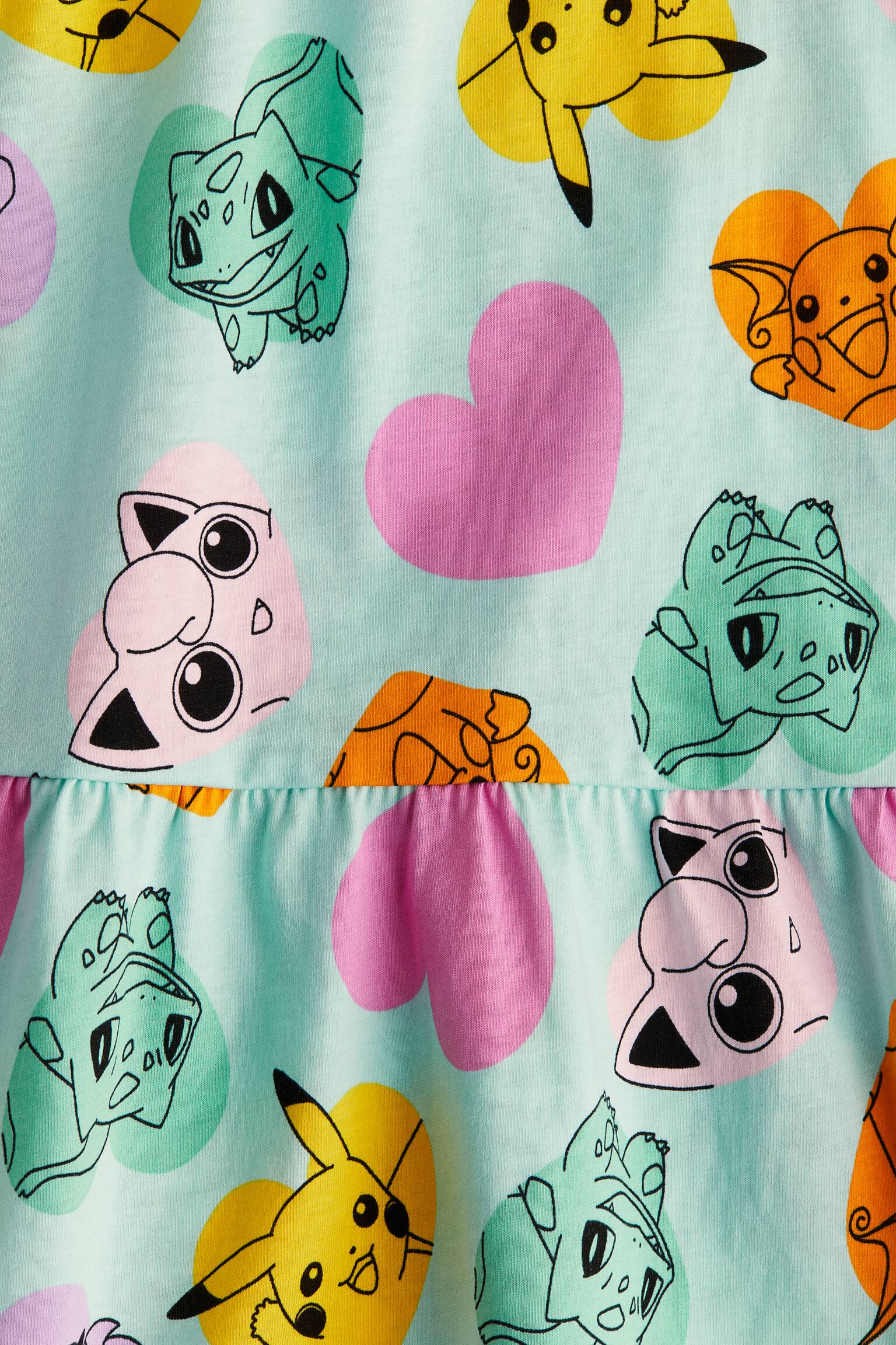 Printed cotton dress - Turquoise/Pokémon/Light pink/Super Mario - 2