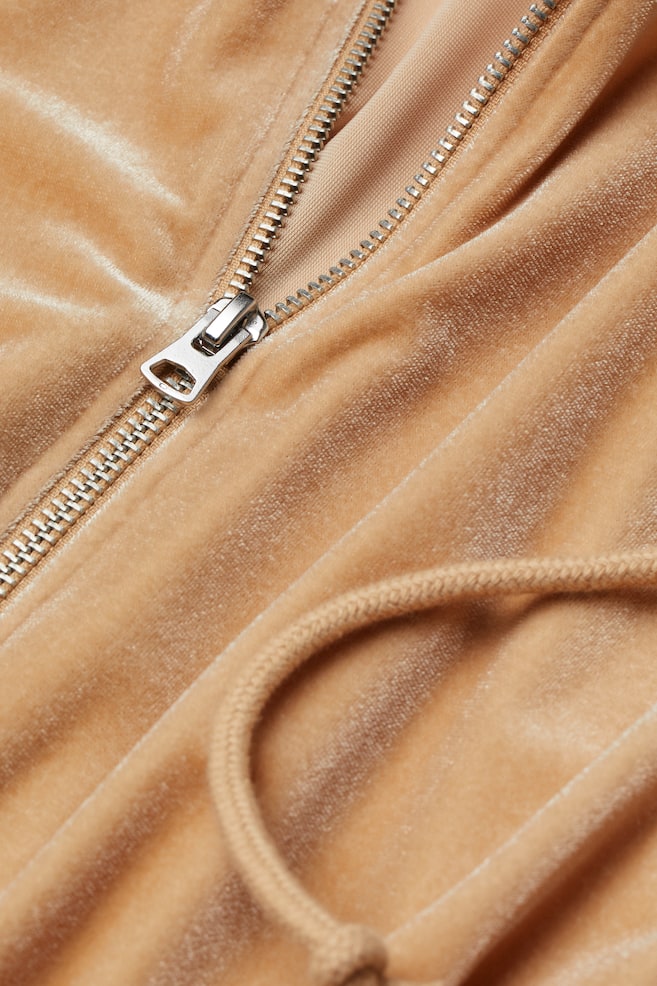 Cropped zip-through hoodie - Beige - 2