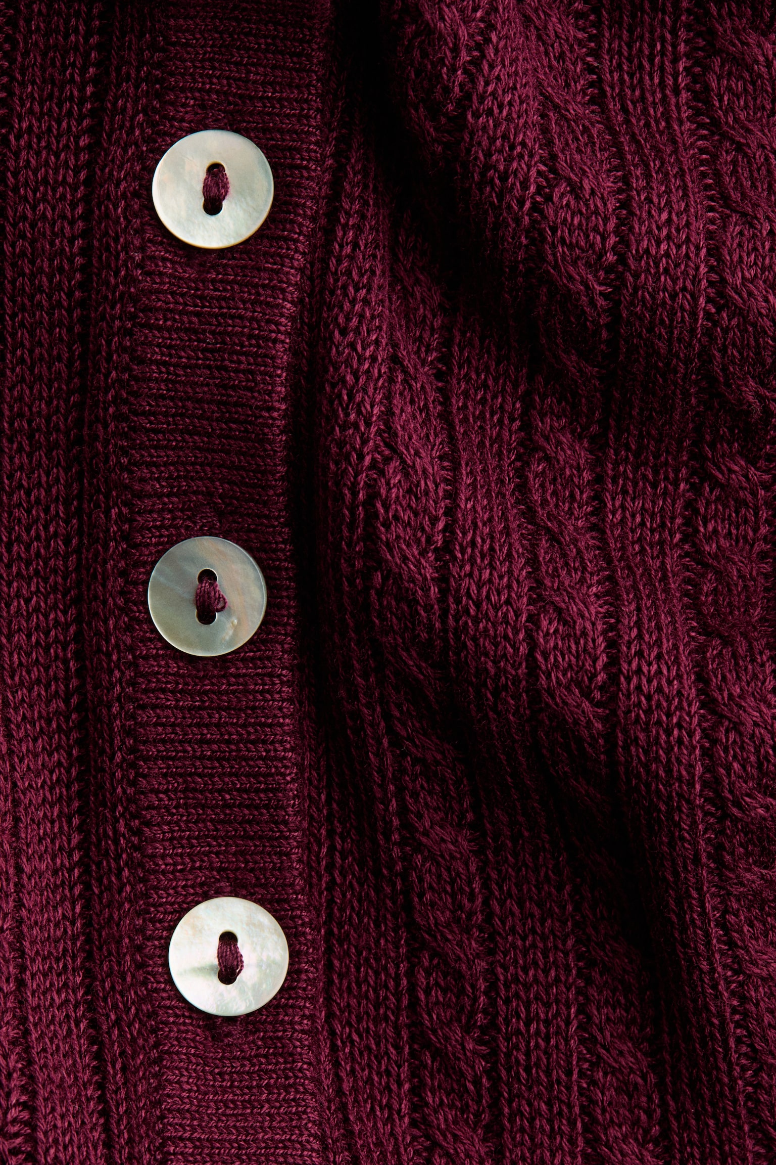 Женский кардиган H&M Short-Sleeved Cable-Knit, цвет: Бордовый — фото 2