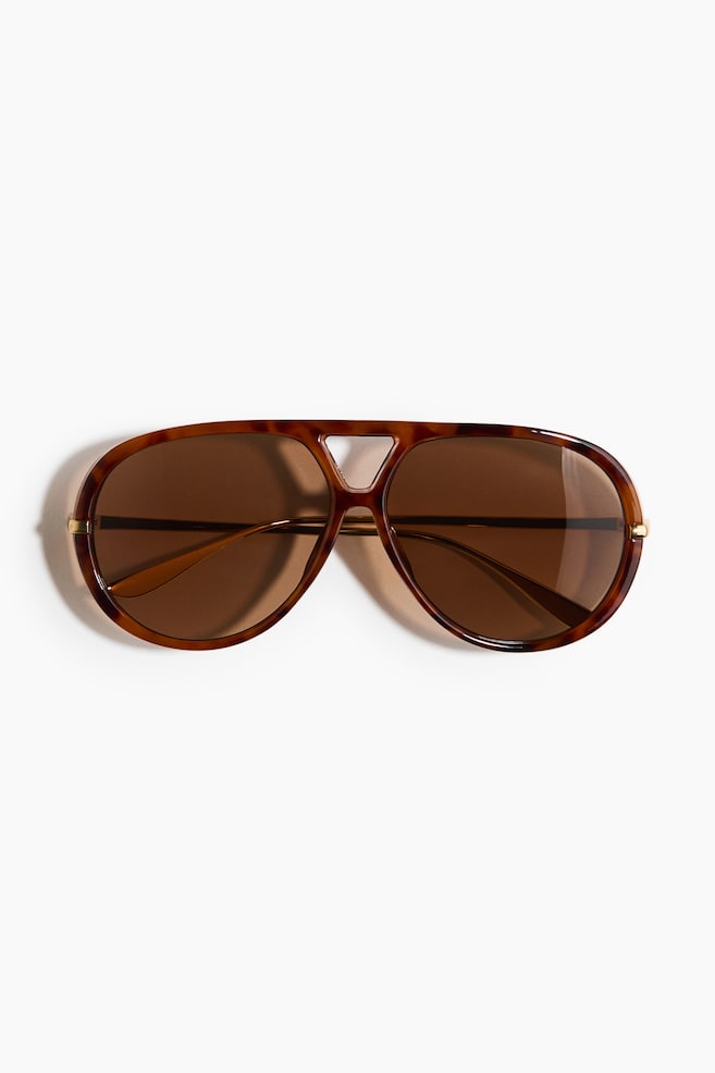 Aviator-Style Sunglasses - Brown/tortoiseshell pattern/Dark brown - 1
