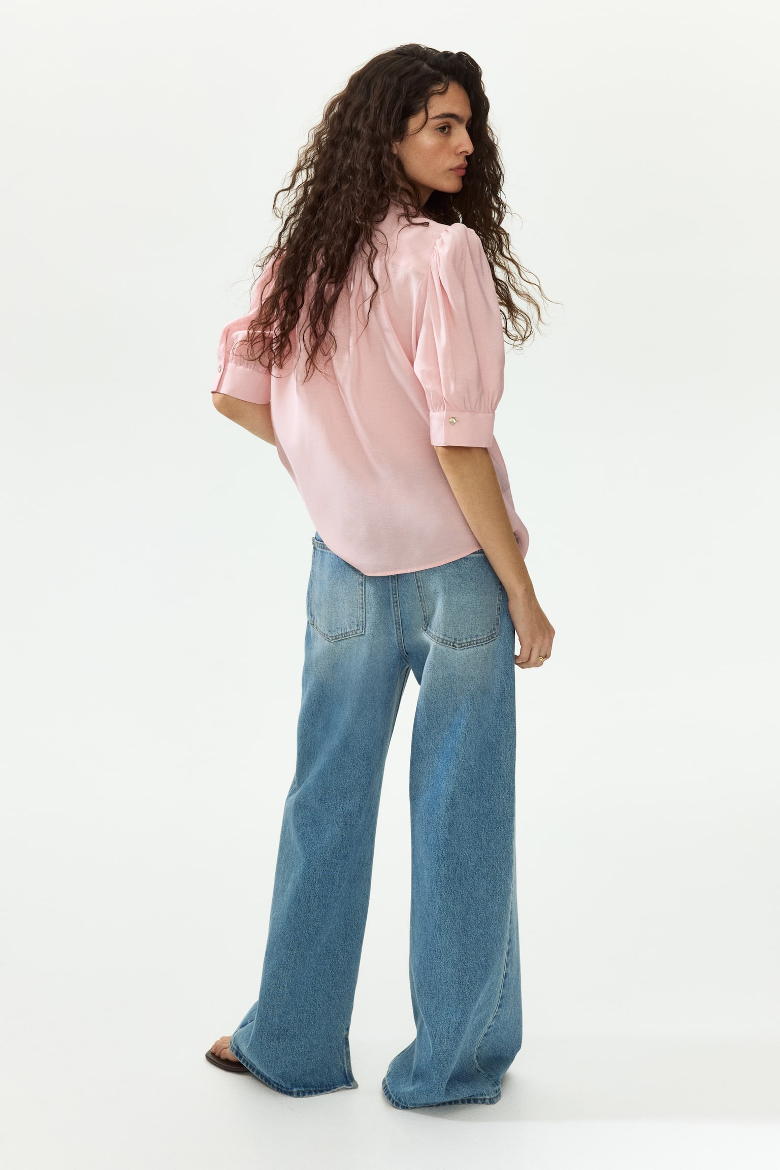 Puff-sleeved blouse - Light pink - 5