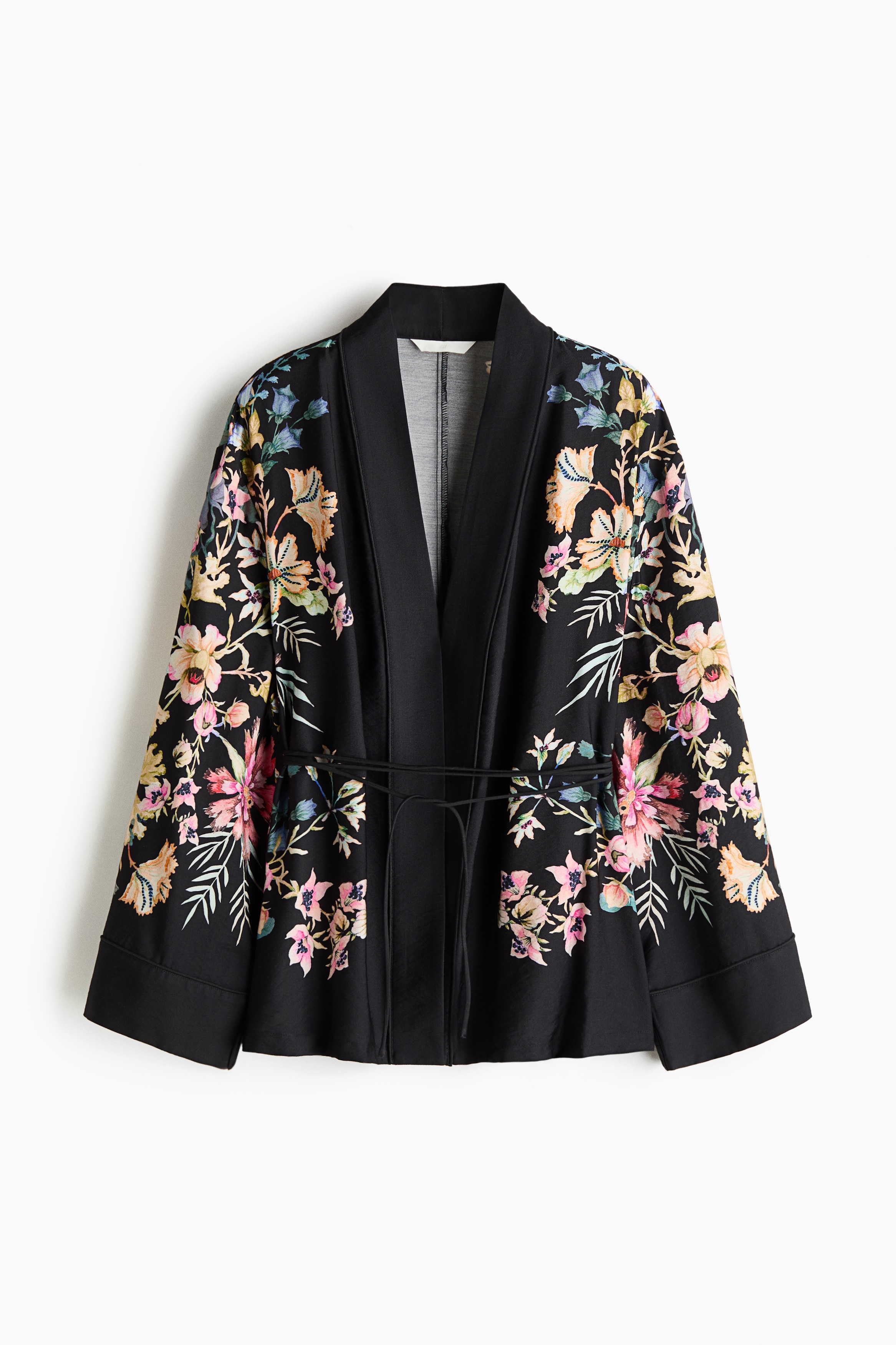 Throw-on wrap blazer - Black/Floral