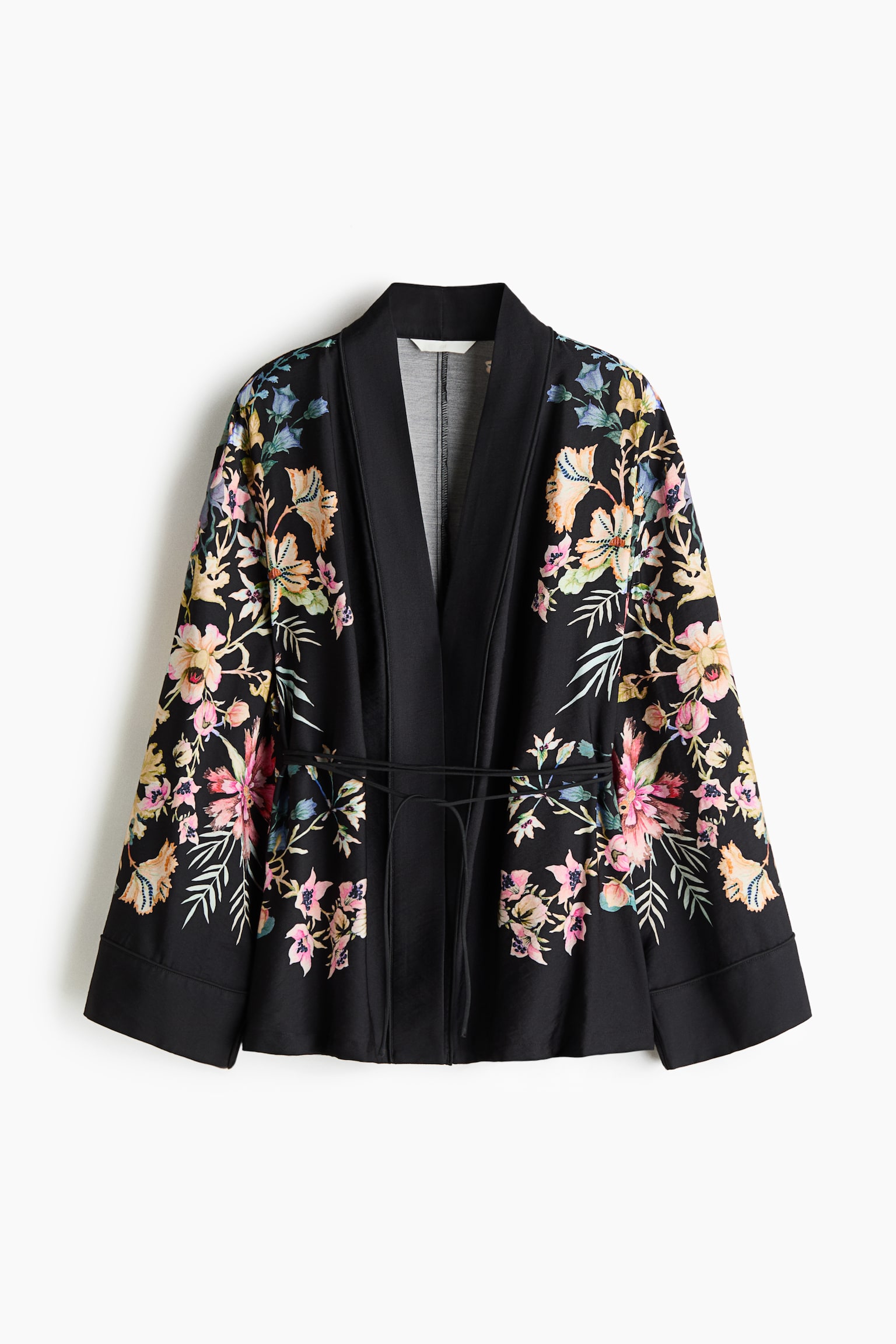 Casual Wrap Jacket - Black/floral - 2