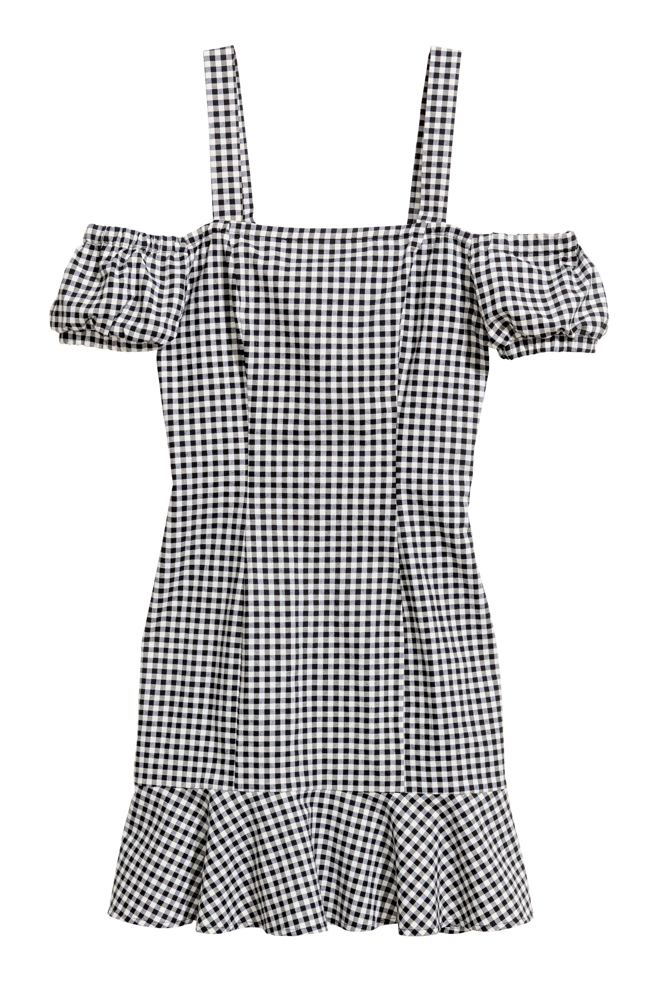 View larger image: Cold shoulder dress - Black/White/Checked - Ladies | H&M GB 1