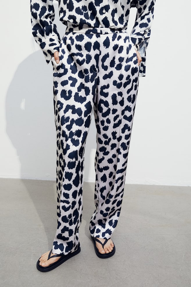 Straight trousers - White/Leopard print - 6
