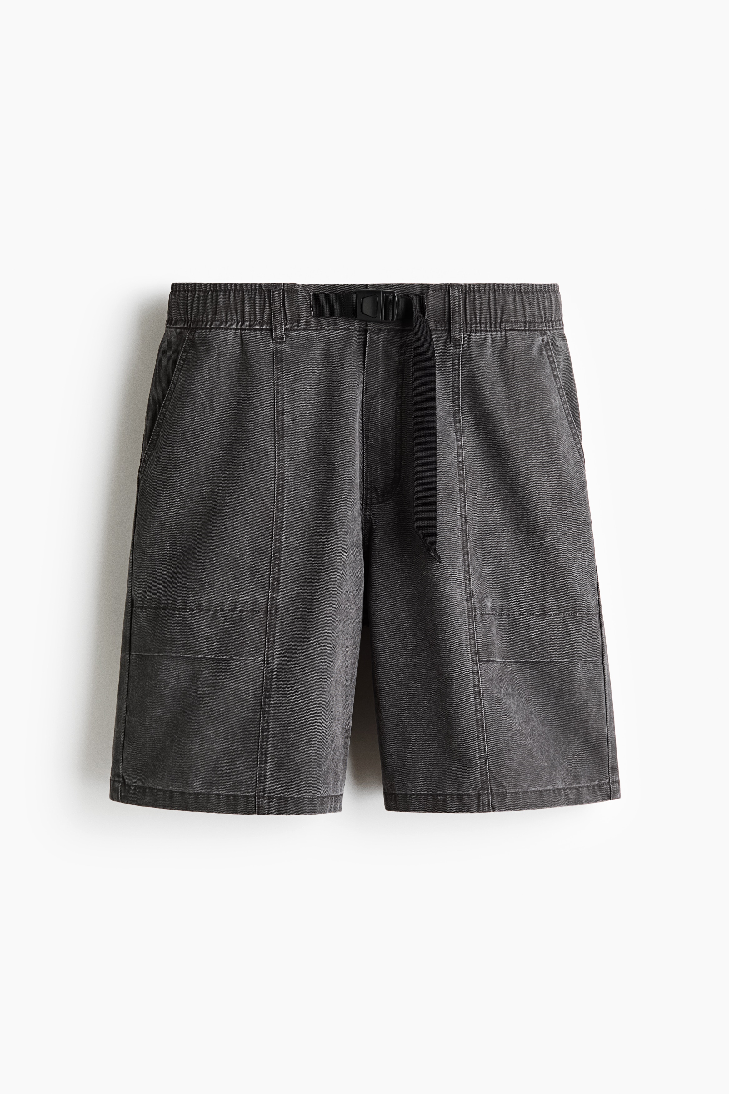 Loose Fit Belted cotton utility shorts - Dark grey/Brown