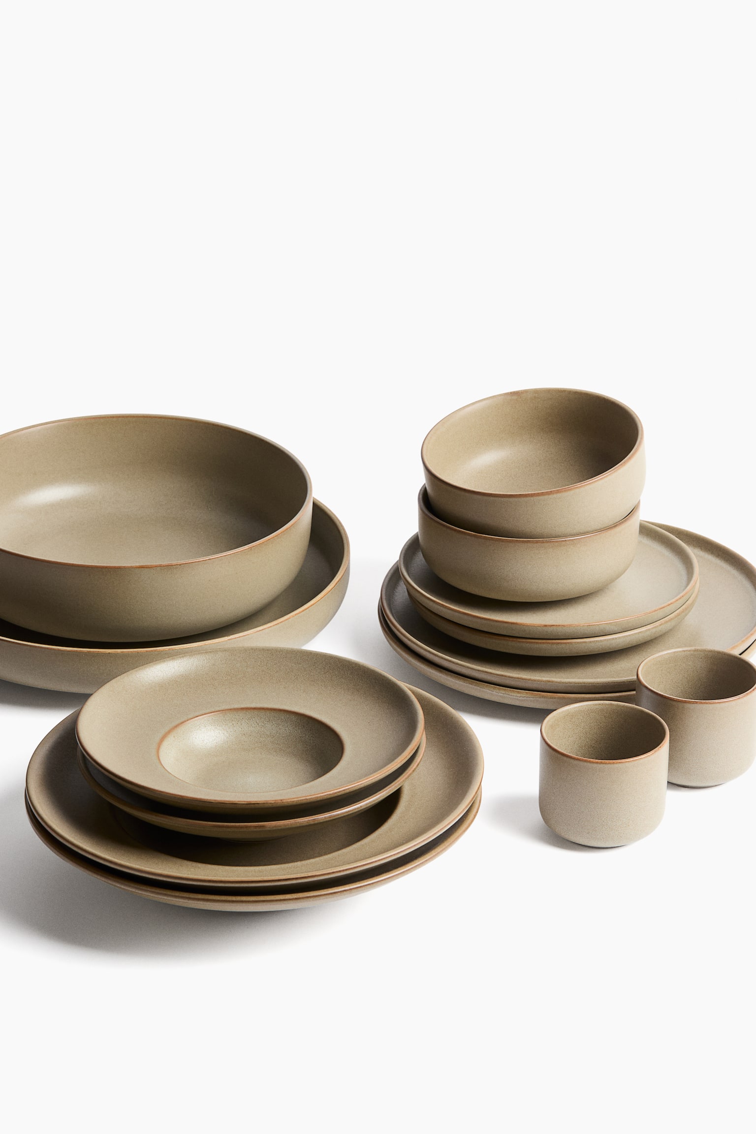 Piatti piani in gres vetrificato reattivo 2 pezzi - Beige/Beige chiaro/Nero - 2