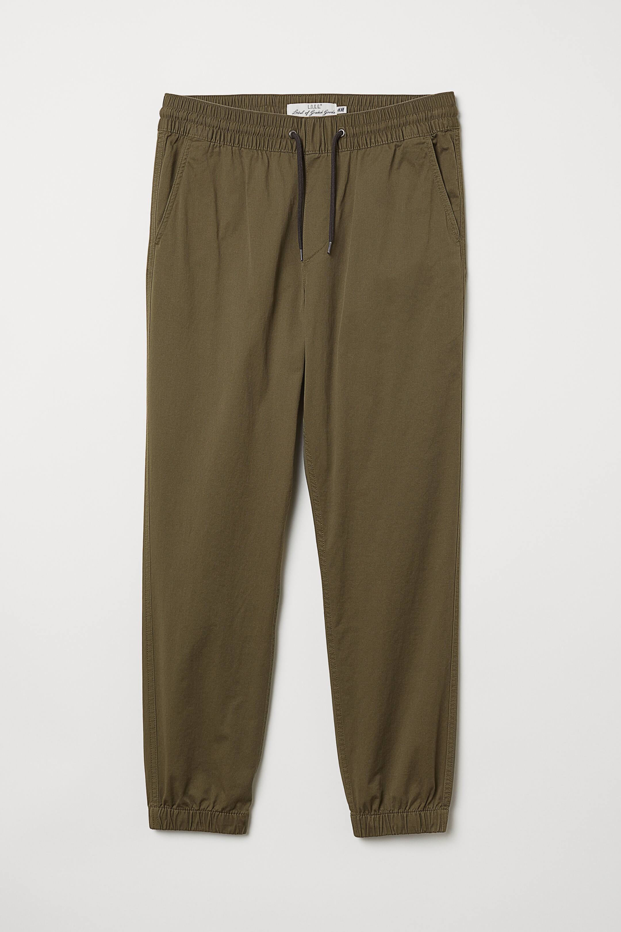 View larger image: Brushed cotton twill joggers - Khaki green - Men | H&M 1