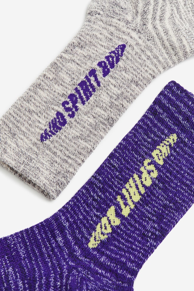 2-pack DryMove™ sports socks - Purple marl/Grey marl - 2