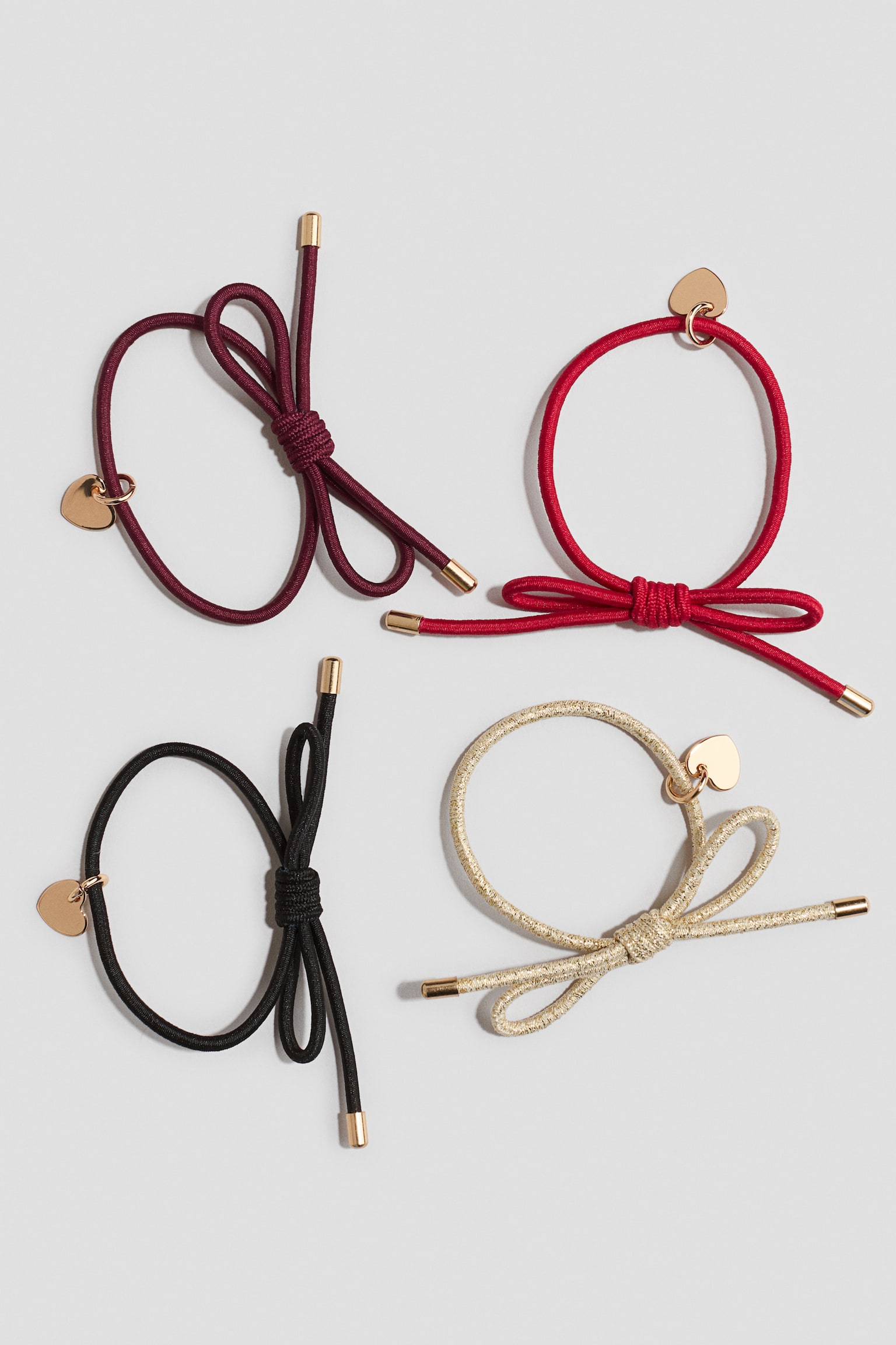 Детские аксессуары для волос H&M 4-Pack Bow-Detail Hair Elastics, цвет: Красный / Золотой — фото 2