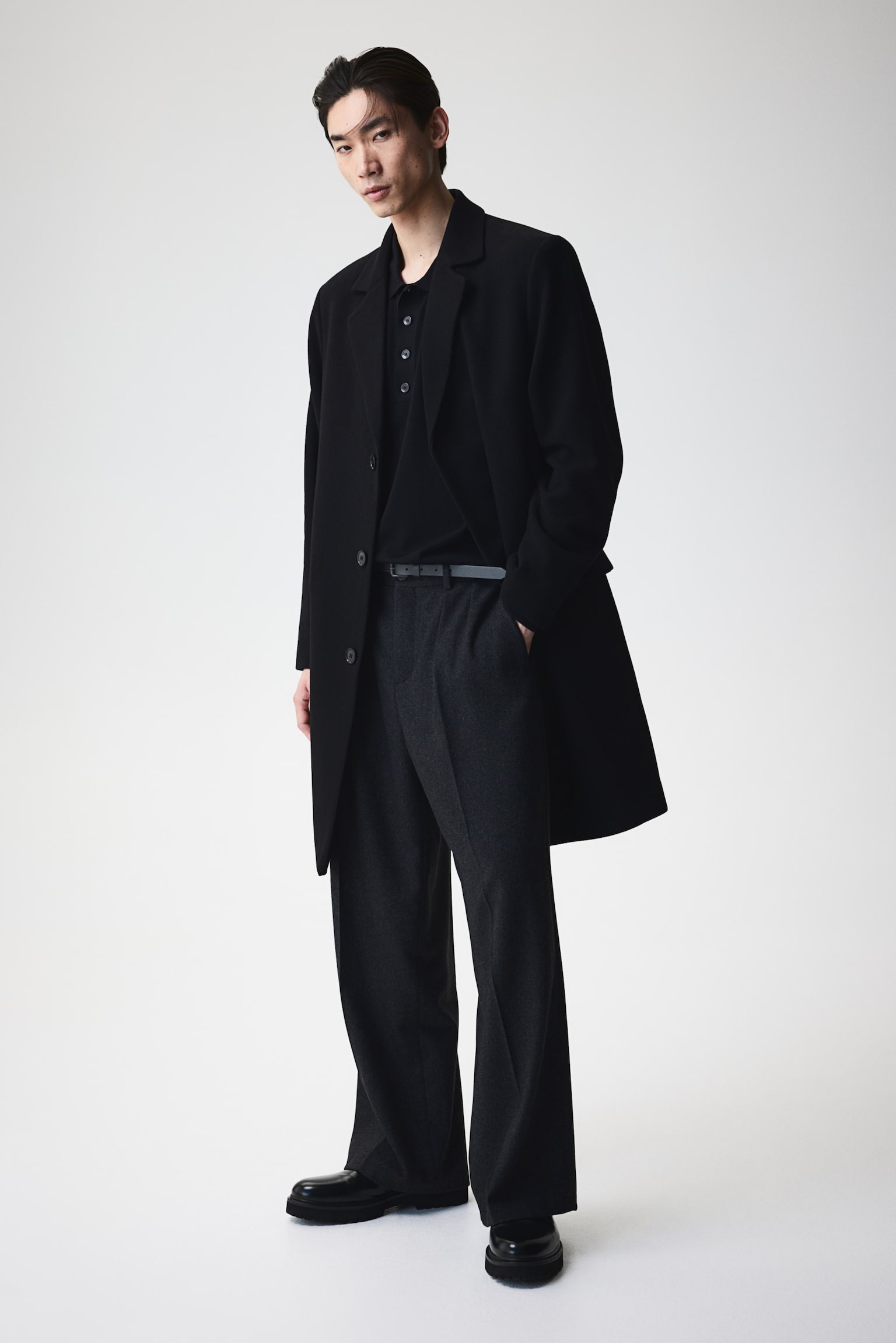 Wool-blend coat - Black/Navy blue/Grey marl - 1