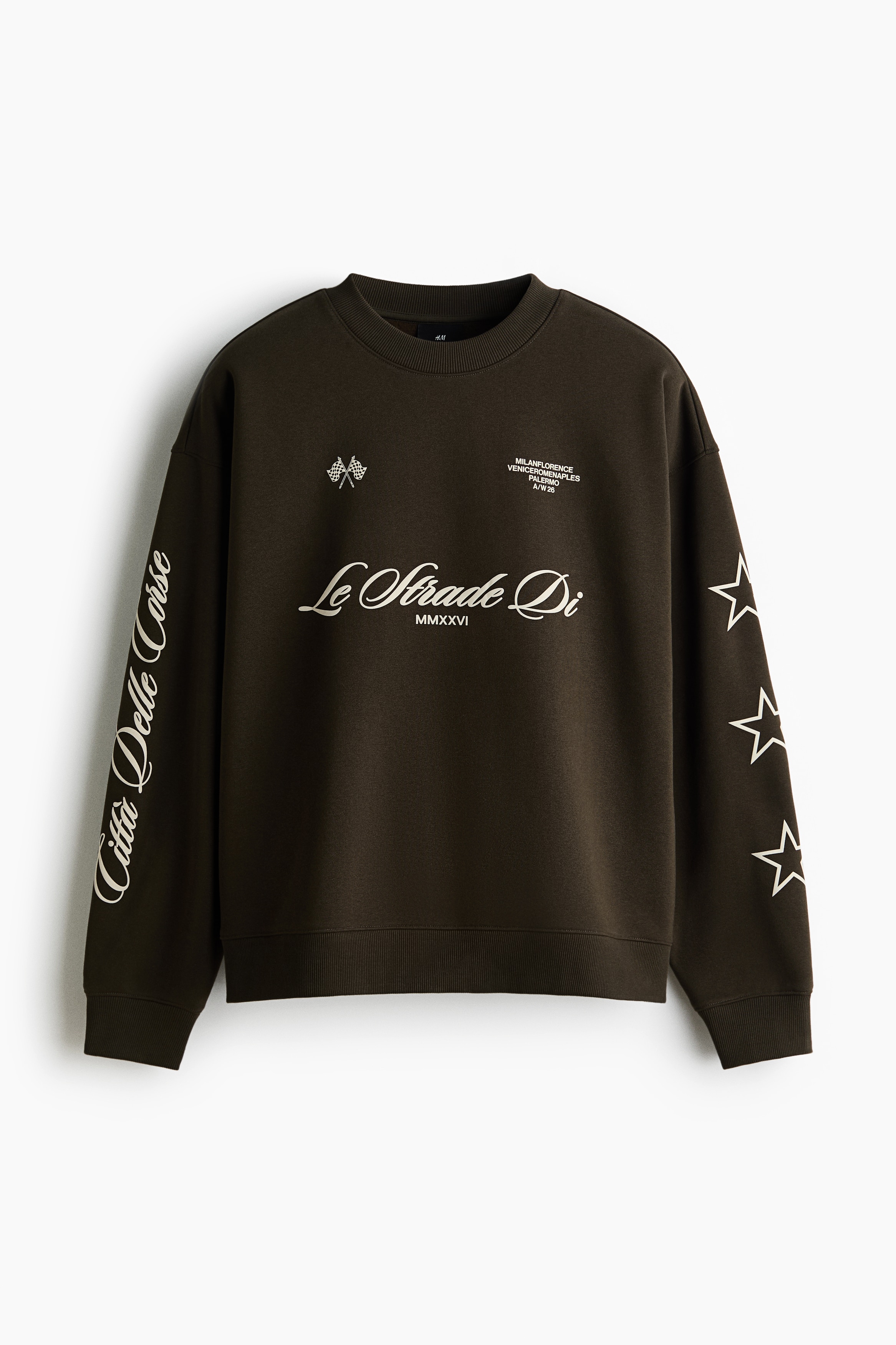 オーバーサイズフィット プリントスウェットシャツ - ダークカーキグリーン／Le Strade Di/ライトベージュ／In the Studio