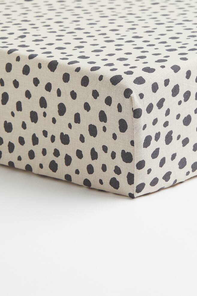 Cot fitted sheet - Light beige/Leopard print/Natural white/Spotted/White/Acorns - 1