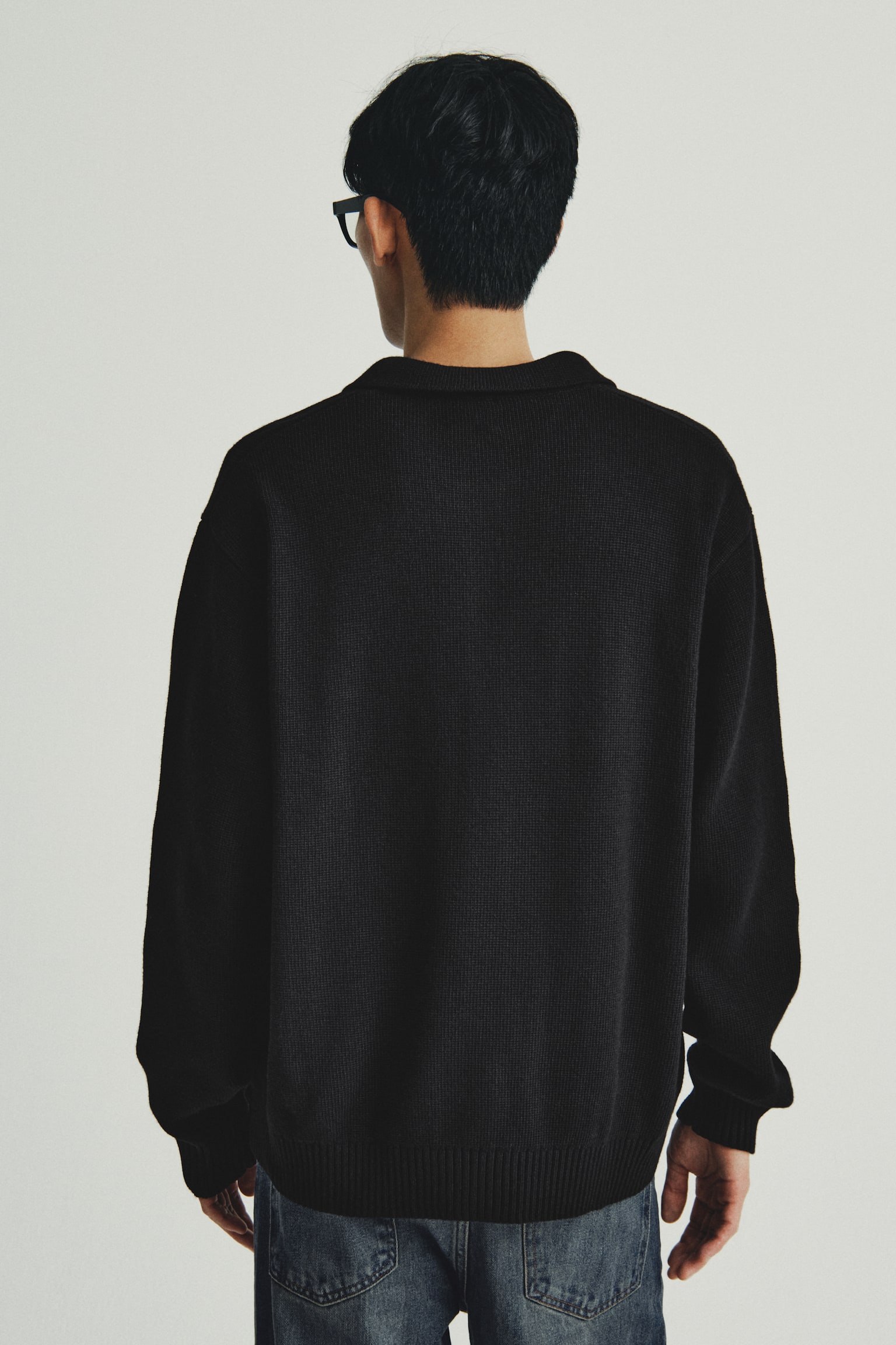 칼라 가디건 루즈핏 - 블랙 - 5