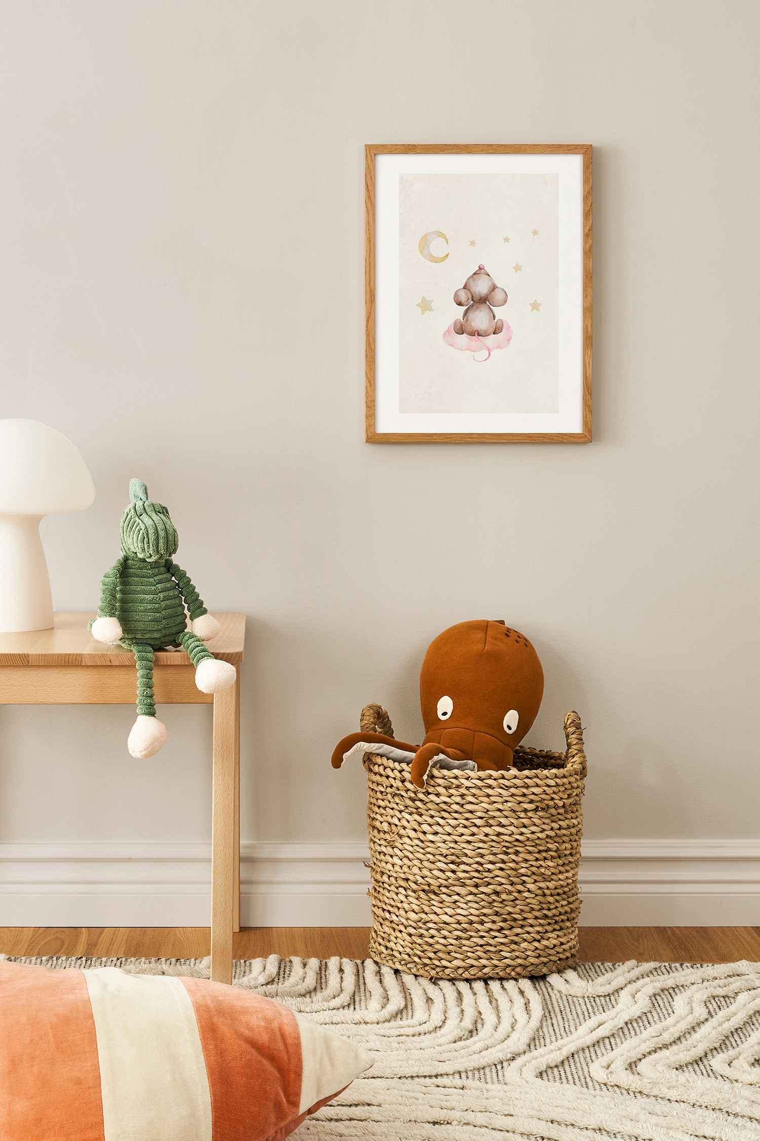 Teddy With Balloon Poster - Braun/rosa