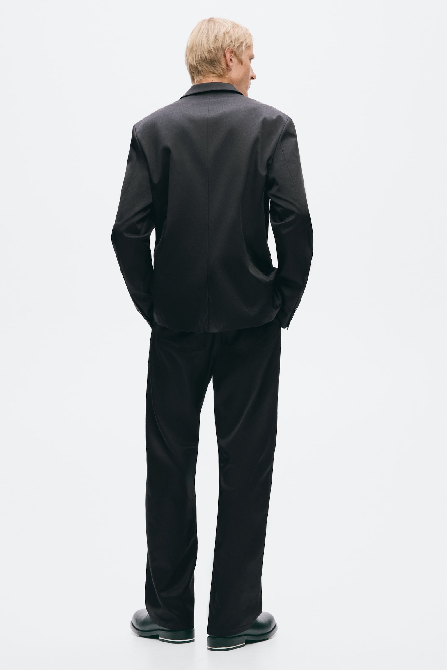 Мужская куртка H&M Slim-Fit Single-Breasted Twill, цвет: Чёрный — фото 5