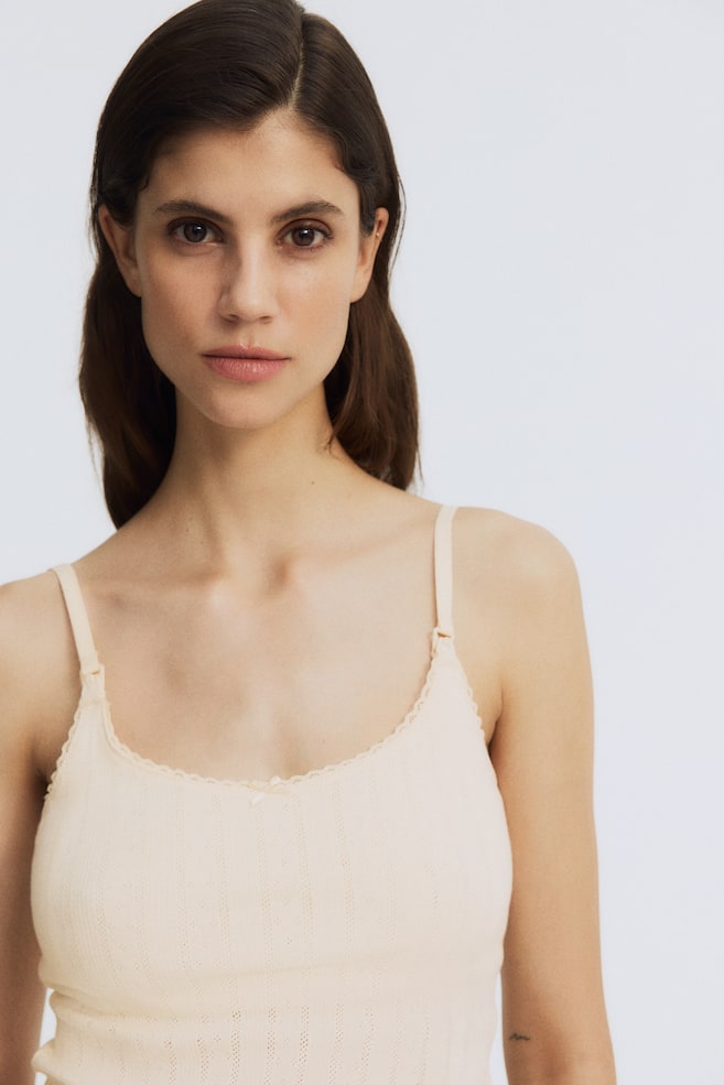 MAMA Pointelle Nursing Strappy Top-Pale yellow - 6