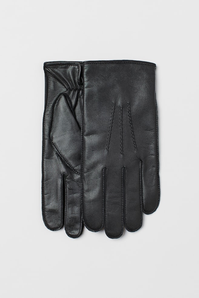 Skórzane rękawiczki - Czarny - 1