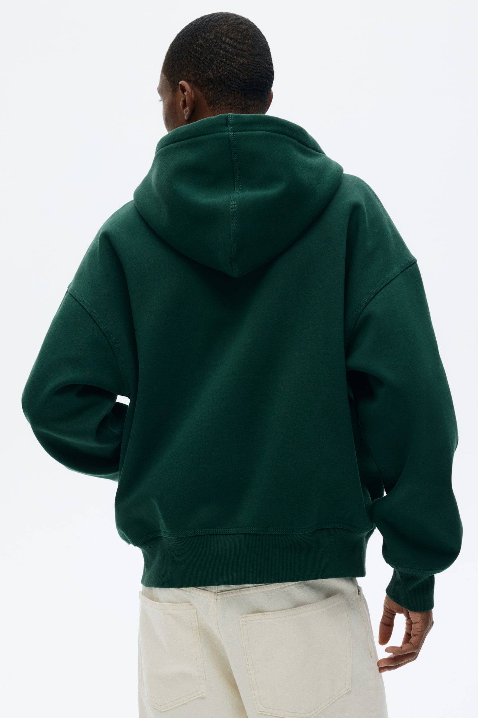 Oversized Fit Zip-through hoodie - Dark green/Light grey marl/Black/Dark beige/Burgundy/White - 4