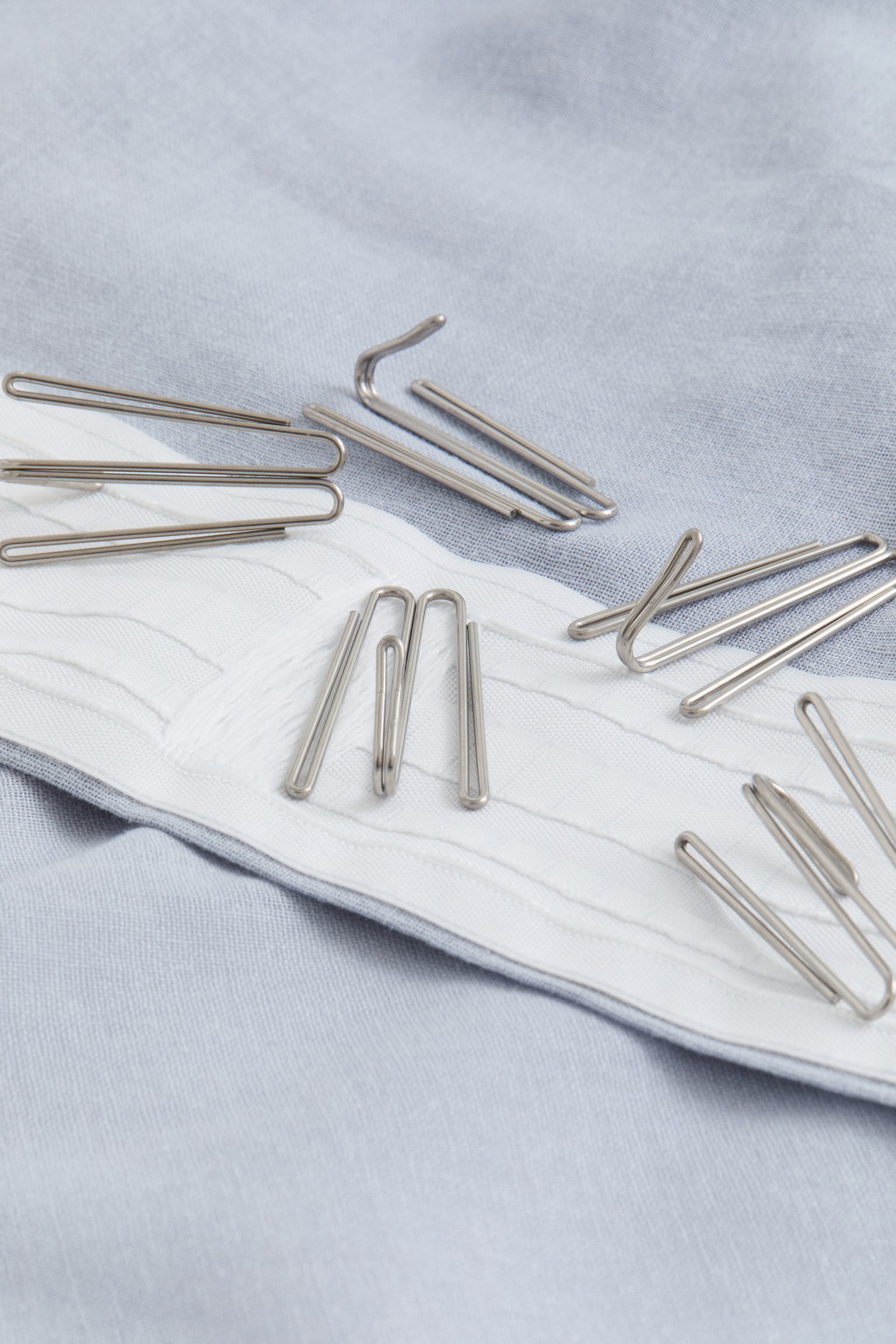 Σετ με 2 μακριές κουρτίνες από σύμμεικτο λινό - Γαλάζιο/Μπεζ/Γκριζοπράσινο/Λευκό/Μπεζ - 2