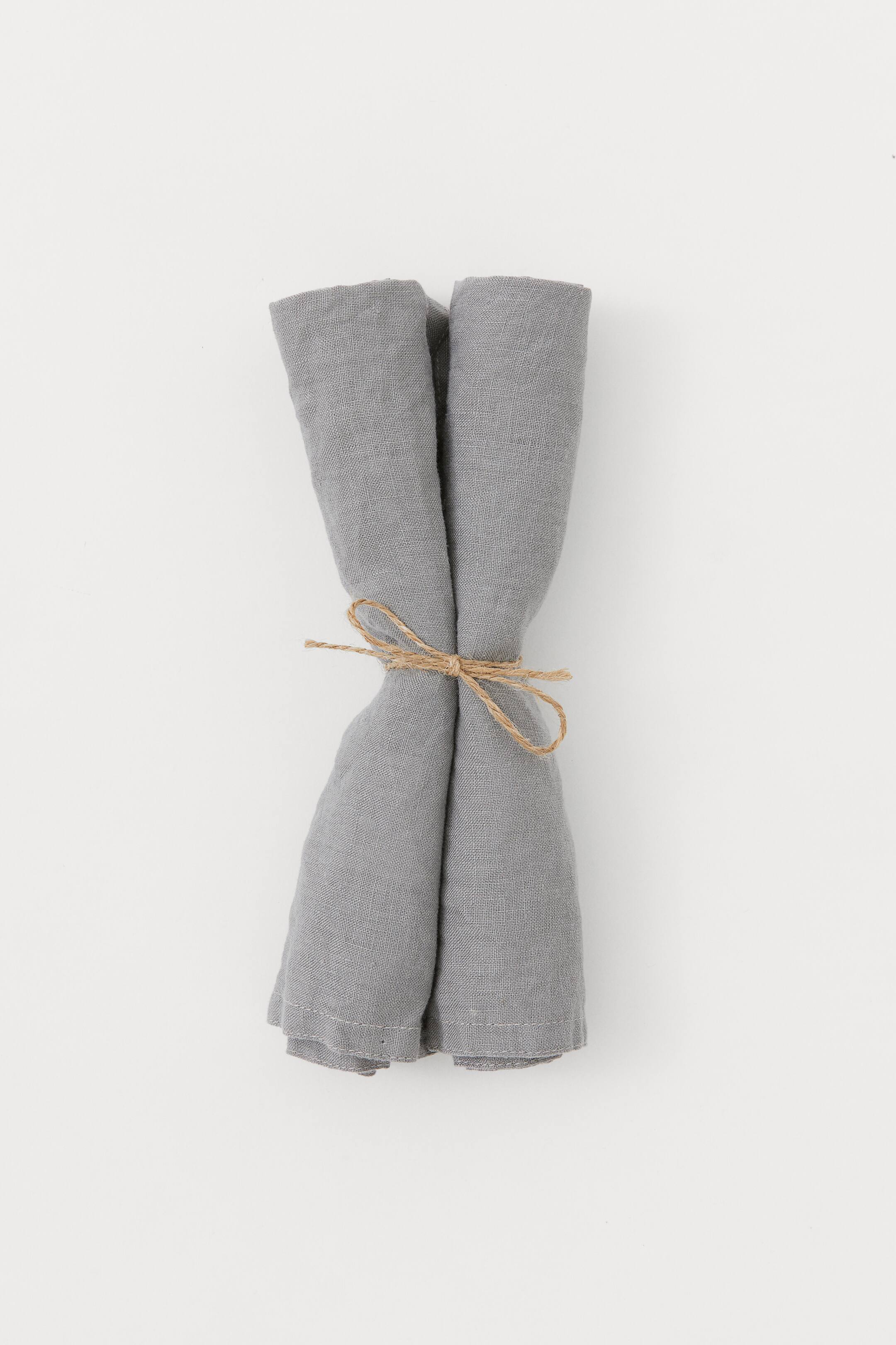View larger image: 2-pack linen napkins - Dark grey - Home All | H&M IE 1