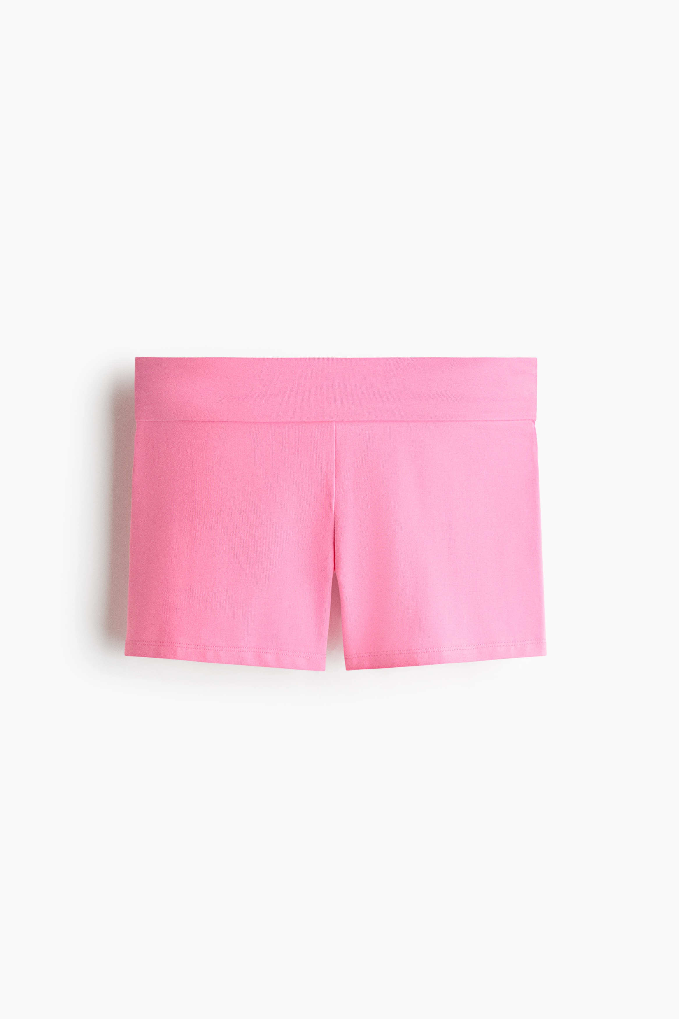 Foldover-waist cotton hotpants - Pink/Pink/Striped/Dark brown