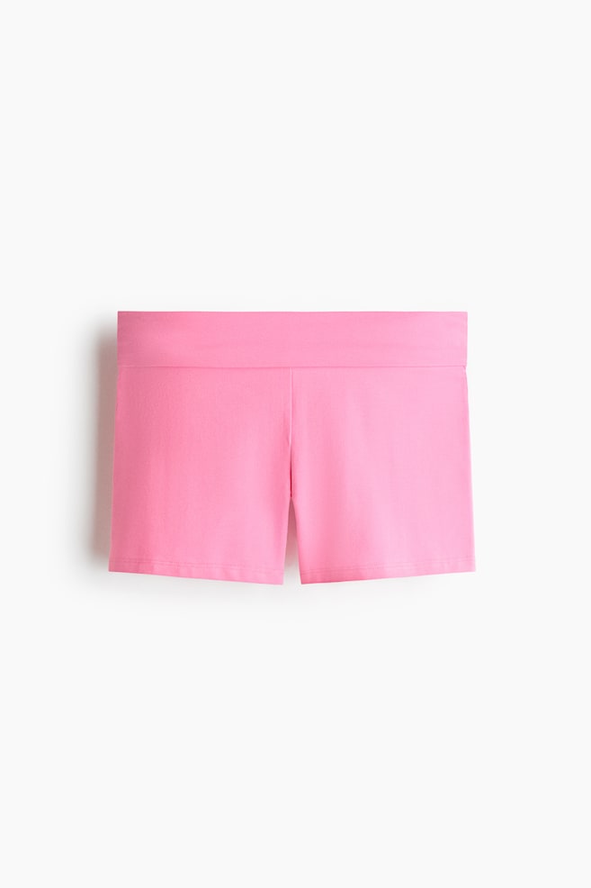 Foldover-waist cotton hotpants - Pink/Pink/Striped/Dark brown - 1