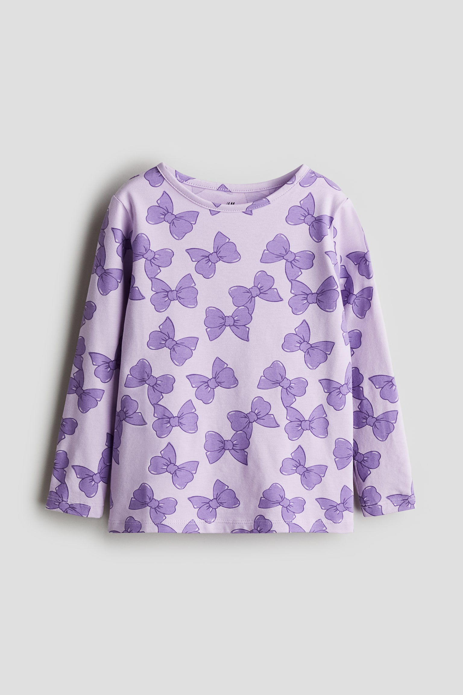 Printed jersey top - Light purple/Bows/Light beige/Animals/White/Flowers/Brown/Leopard/Natural white/Bows/Light pink/Bunny/Light turquoise/Hearts/Orange/Pumpkins/Light rust red/Dog - 1