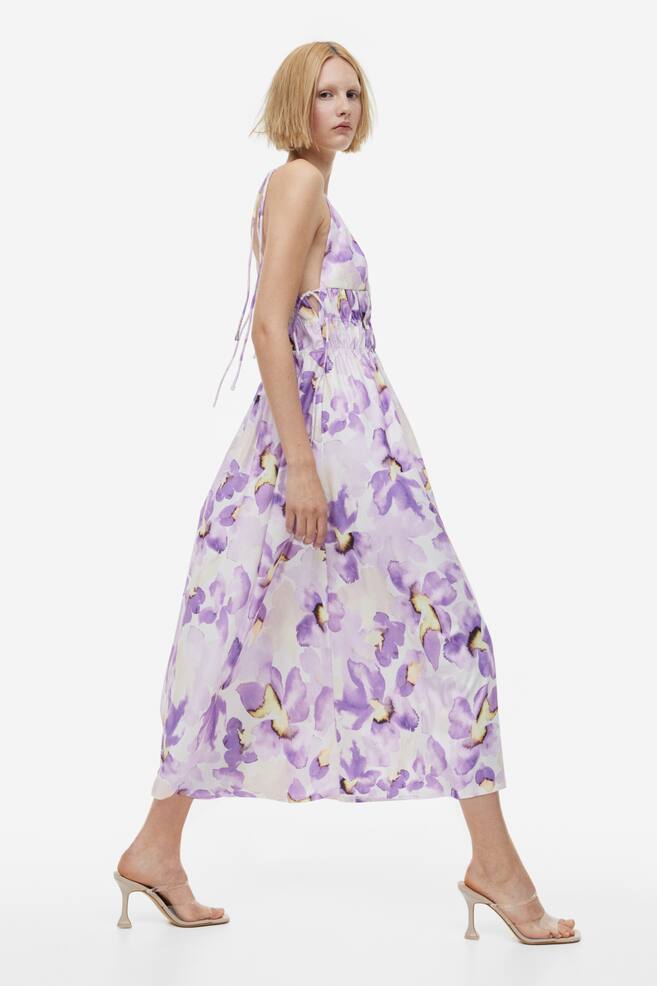 Tie-detail dress - Lilac/Floral/Light yellow - 3
