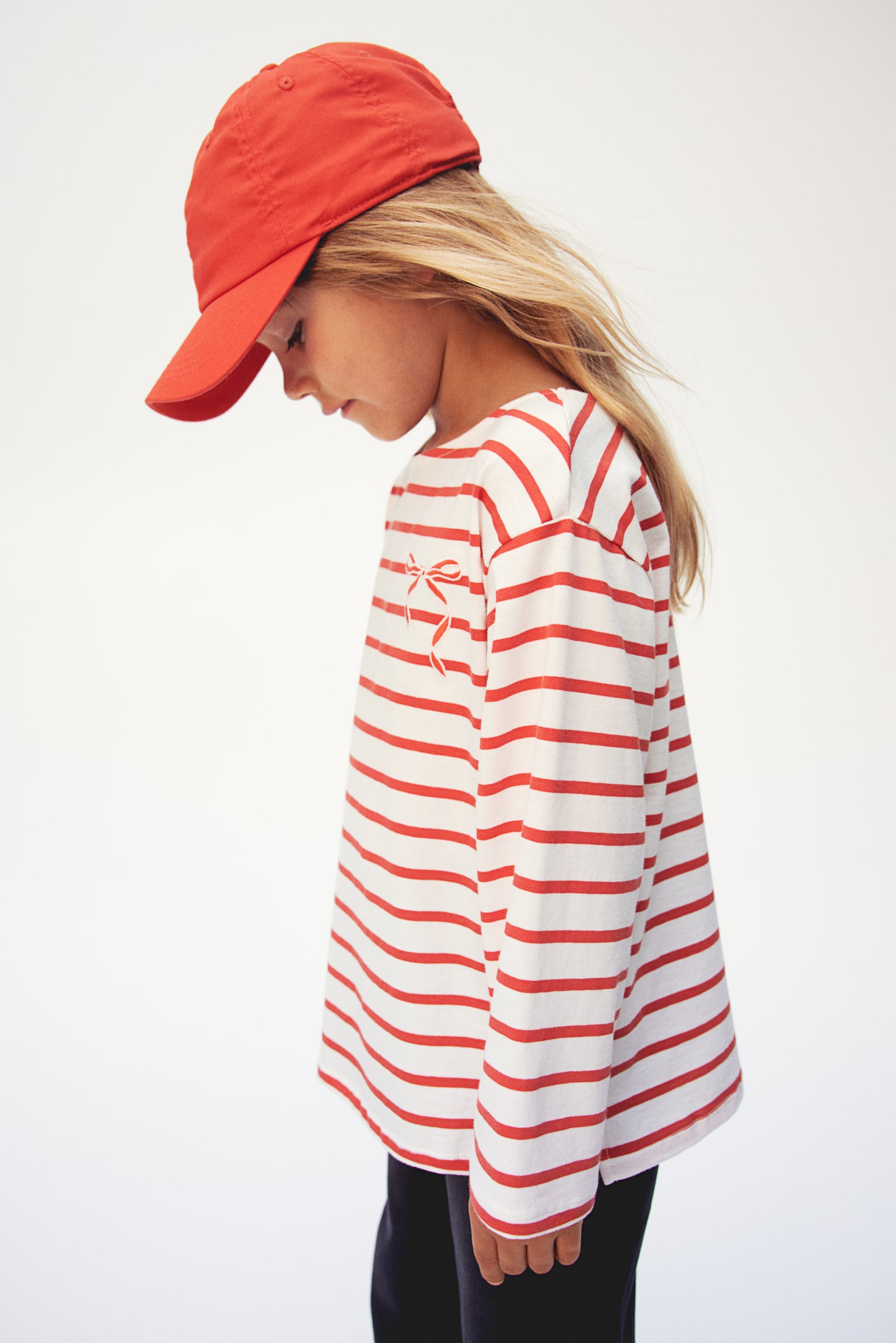 Embroidery-detail cotton top - White/Red striped/White/Blue striped/Navy blue/Striped - 2