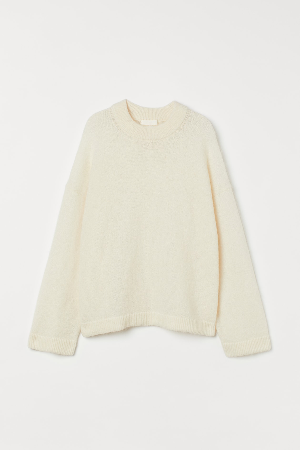 Mohair-blend jumper - Round neck - Long sleeve - Cream - Ladies | H&M GB