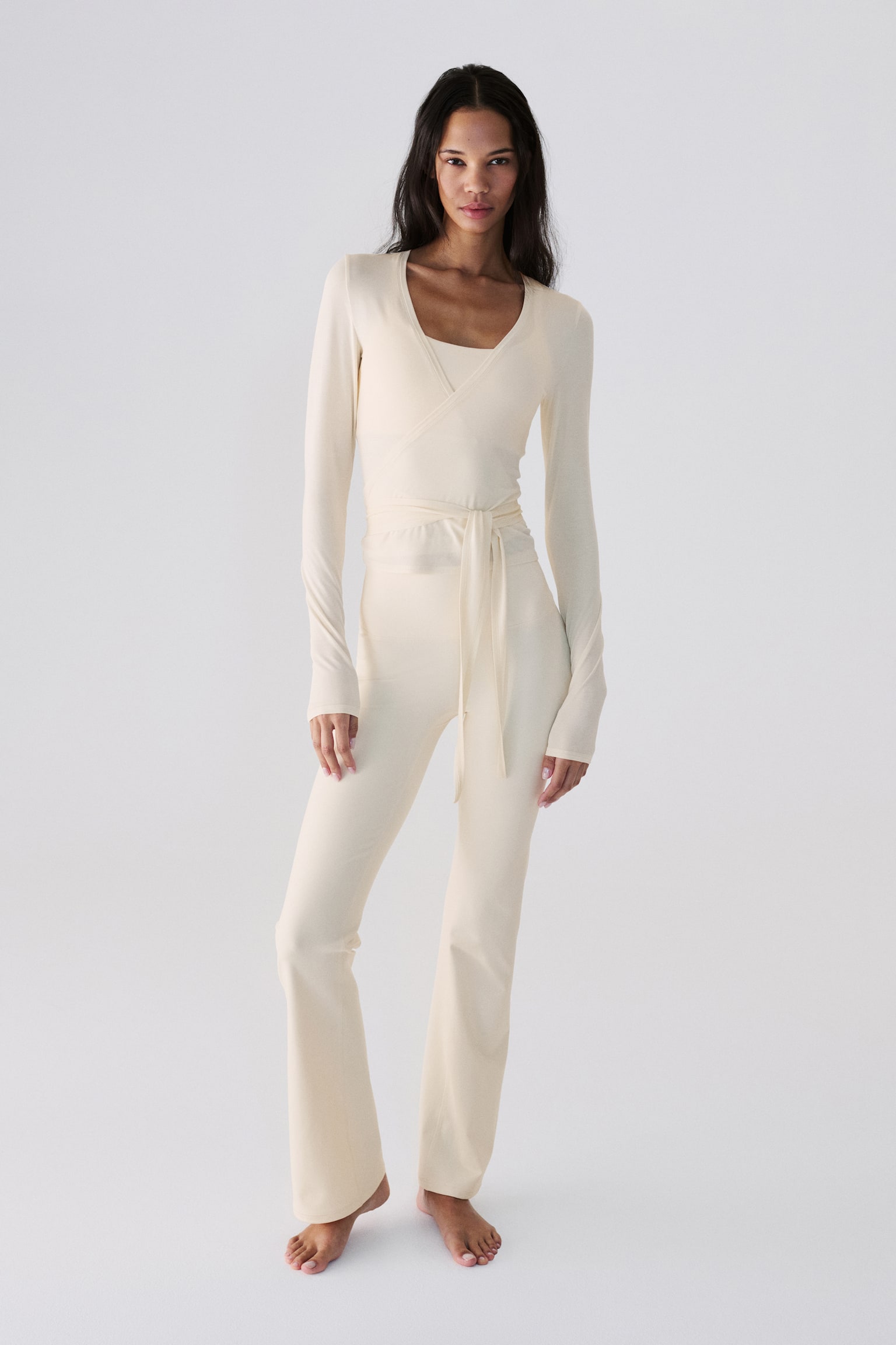 Sports wrap top in modal - Butter yellow/Black/Antique rose/Dark clay grey/Warm brown/Chocolate plum - 1